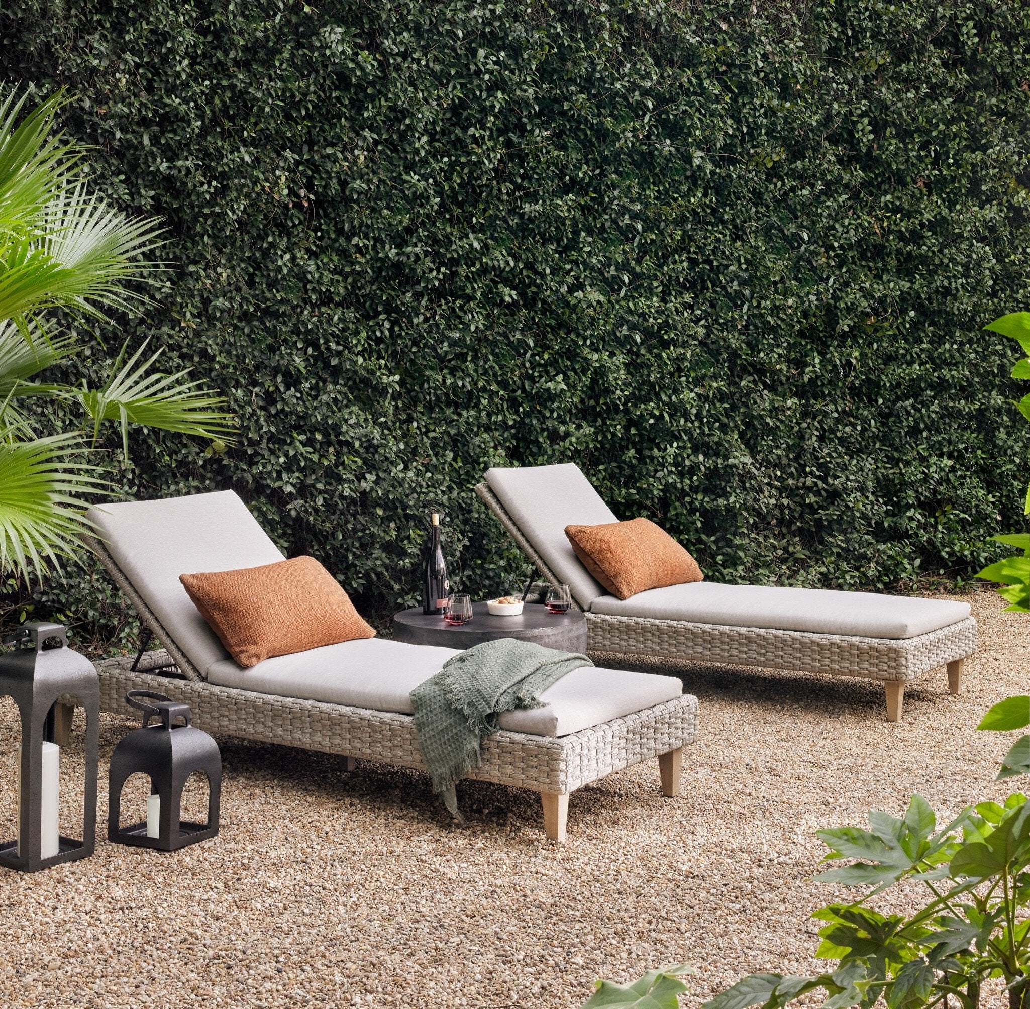 Four Hands Basil Outdoor End Table — Aged Grey