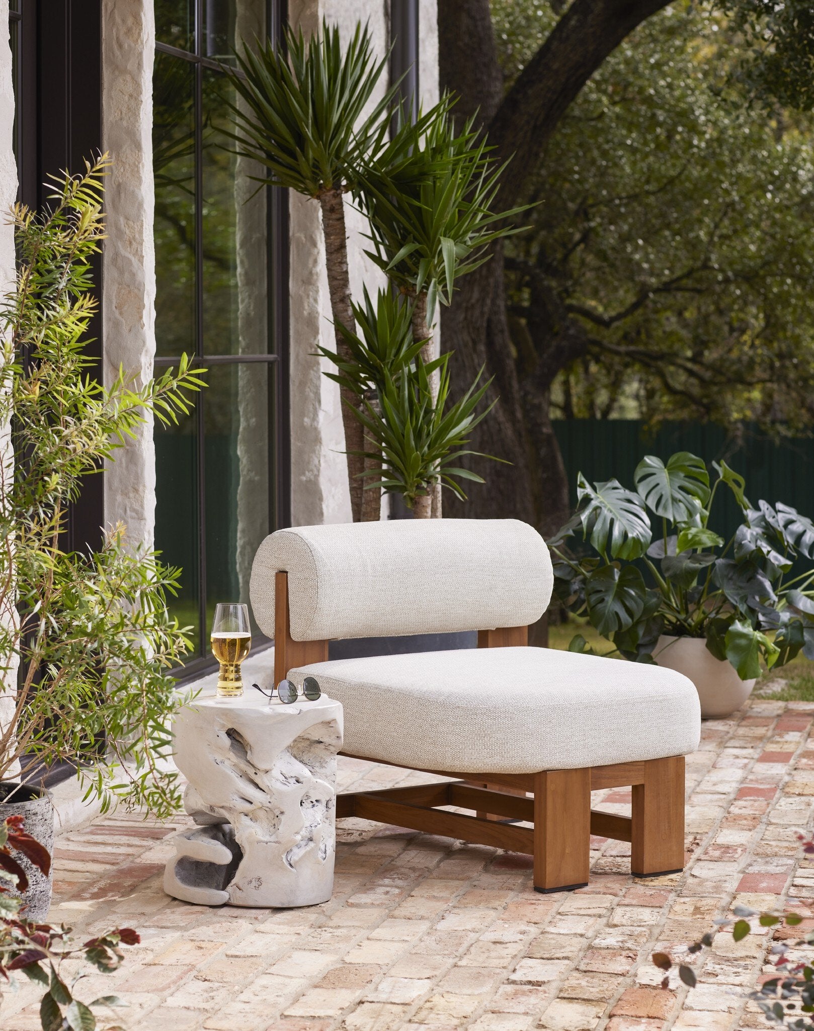 Four Hands Teak Stool — Ivory Teak Root