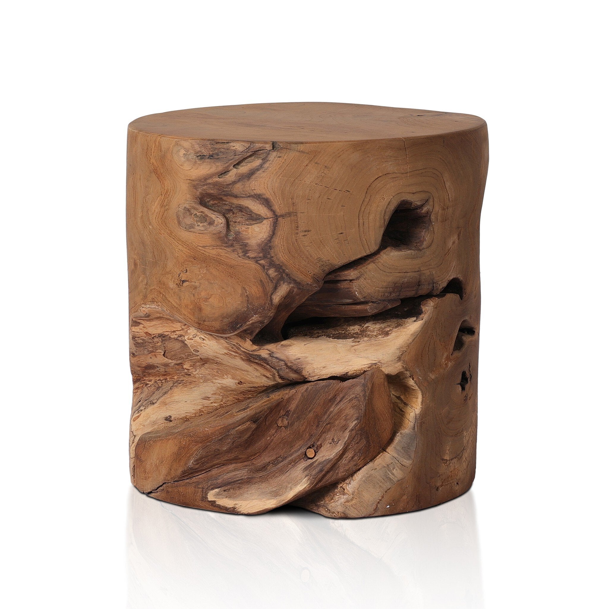 Four Hands Teak Stool — Aged Natural Teak