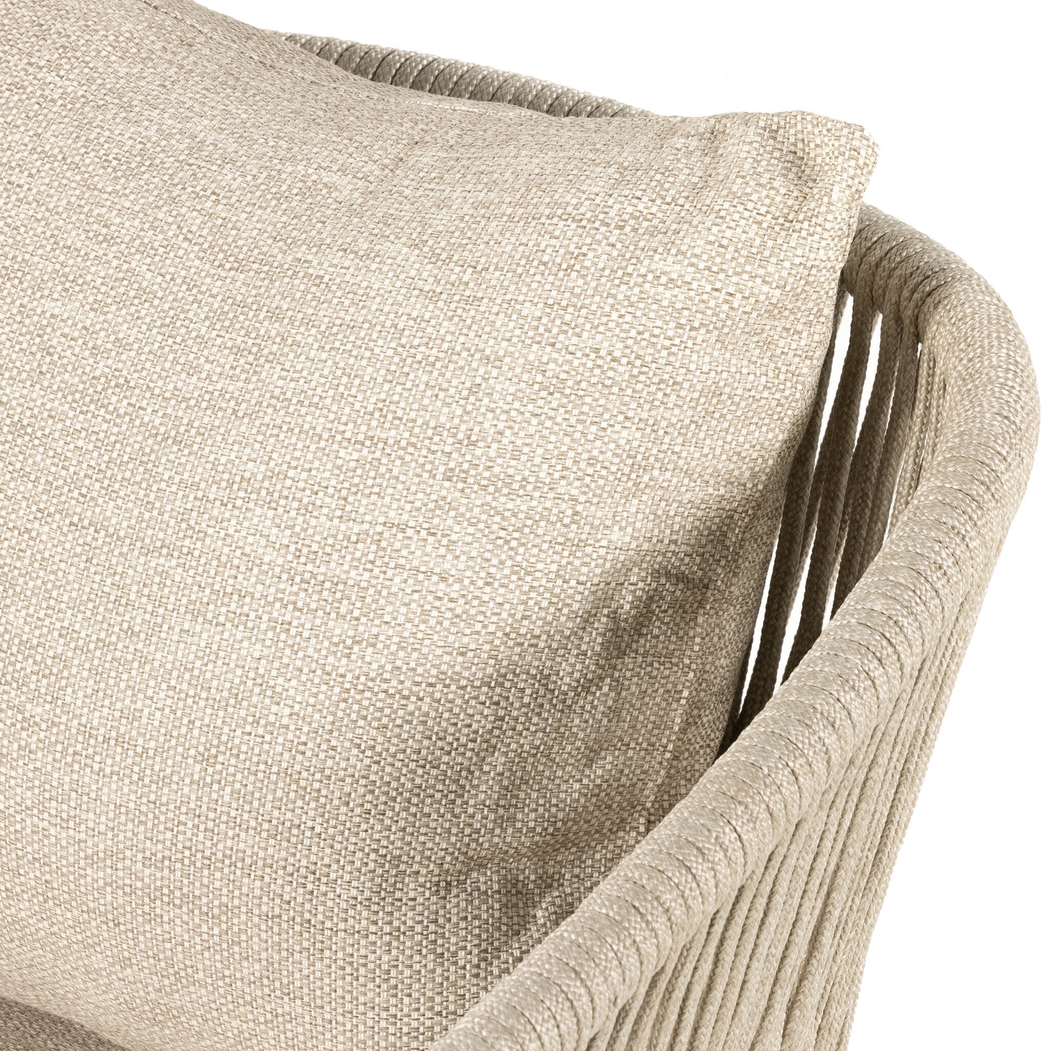 Four Hands Porto Outdoor Chair — Faye Sand-White Aluminum-Ivory Rope