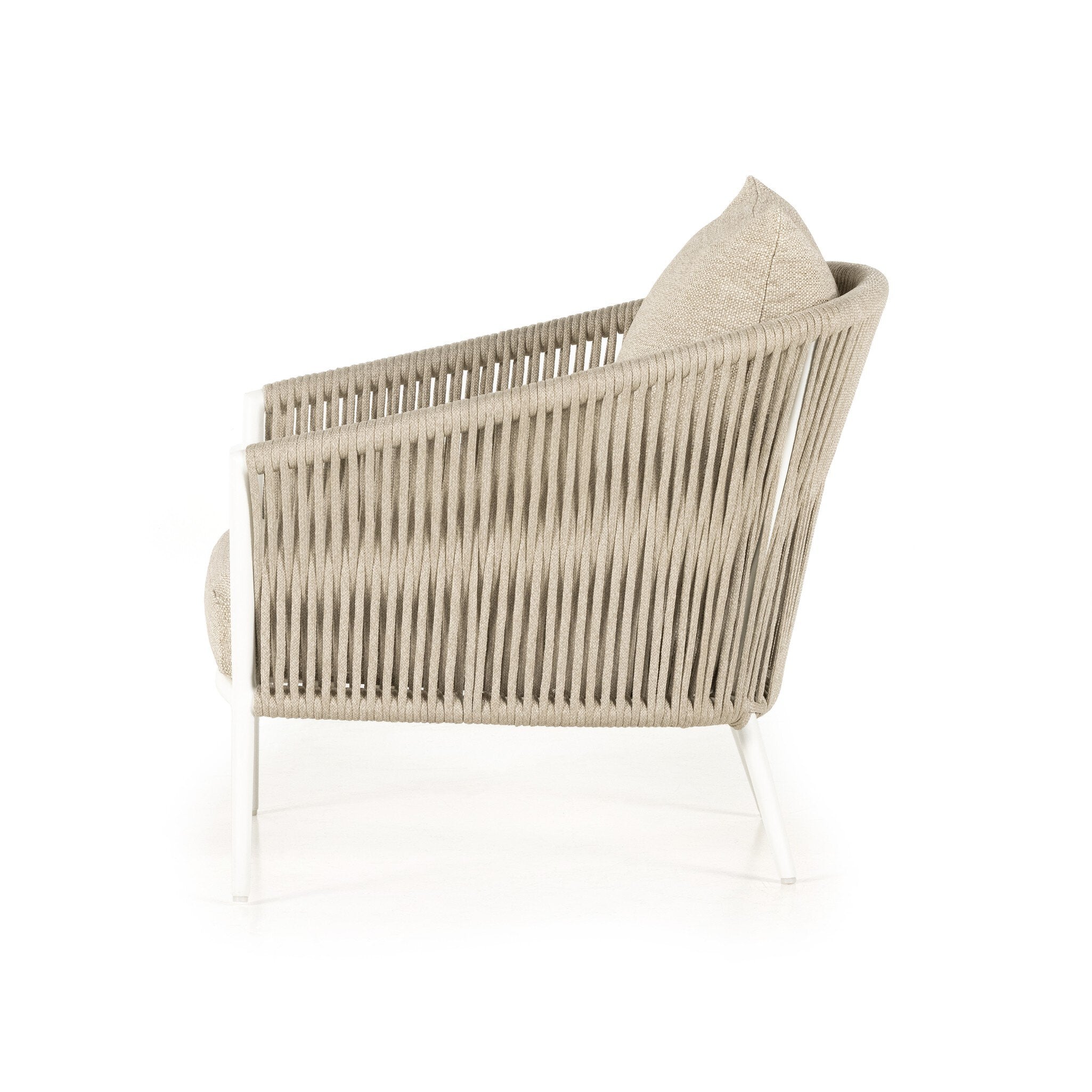 Four Hands Porto Outdoor Chair — Faye Sand-White Aluminum-Ivory Rope