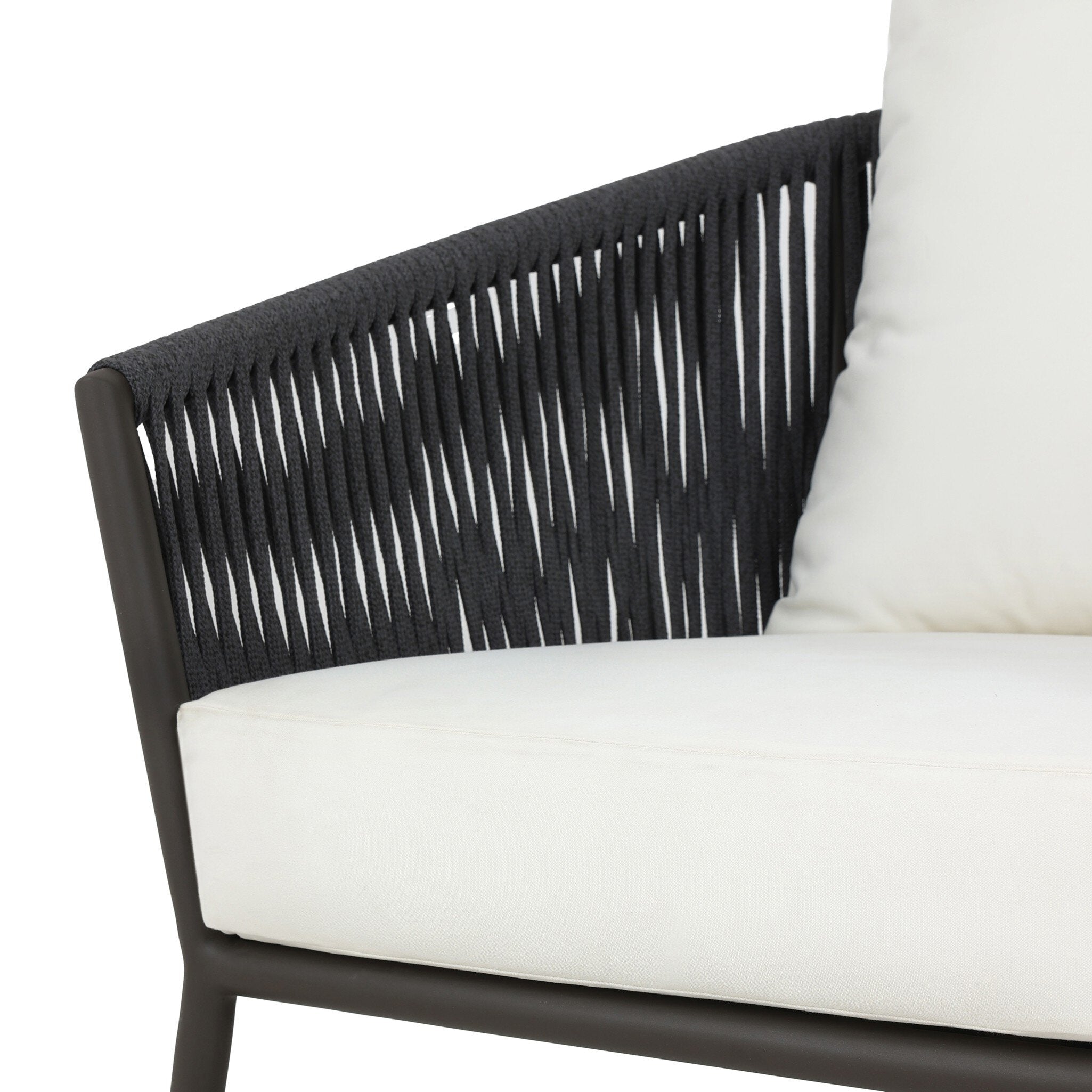 Four Hands Porto Outdoor Chair — Arashi Salt-Bronze-Thick Dark Grey Rope