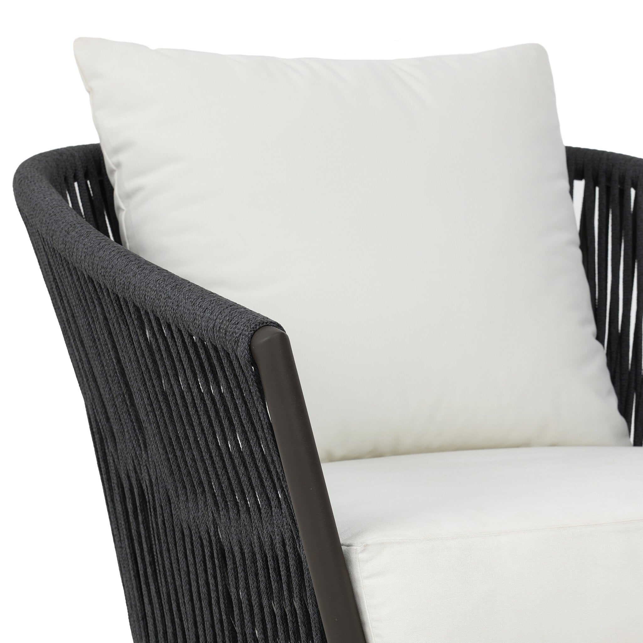 Four Hands Porto Outdoor Chair — Arashi Salt-Bronze-Thick Dark Grey Rope