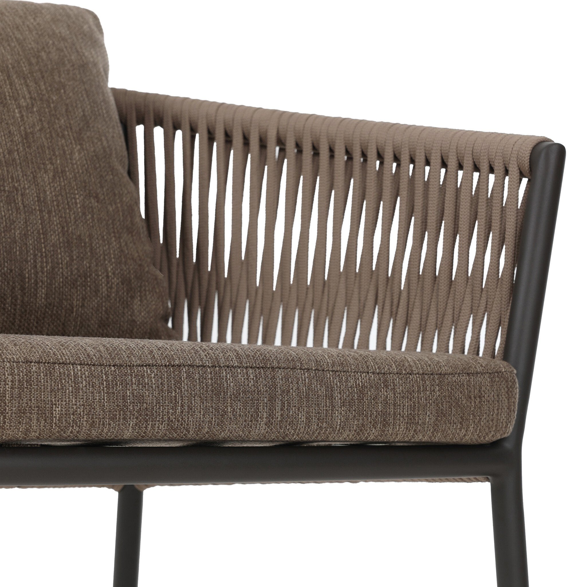 Four Hands Porto Outdoor Dining Chair — Bronze-Ellor Brown-Khaki Rope