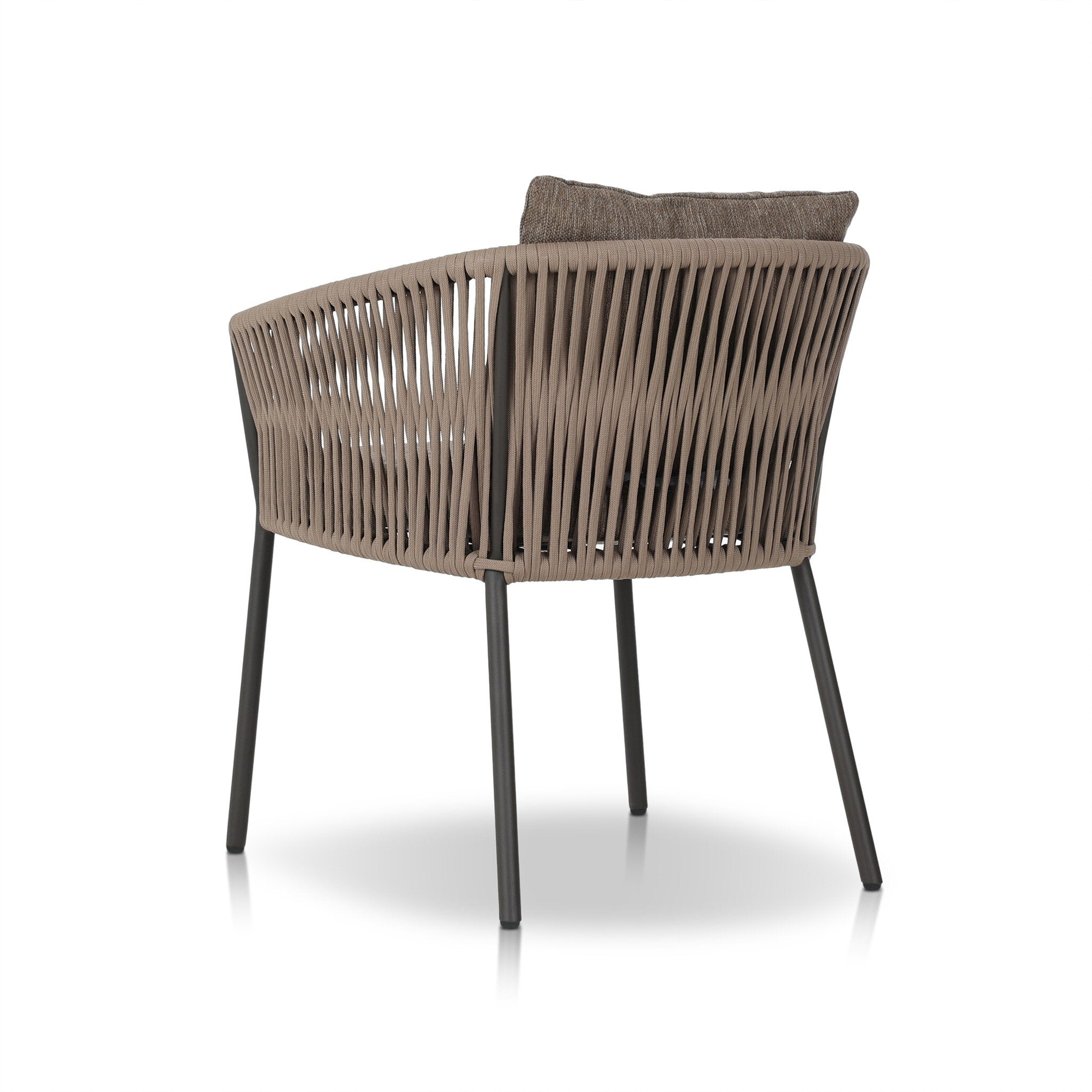 Four Hands Porto Outdoor Dining Chair — Bronze-Ellor Brown-Khaki Rope