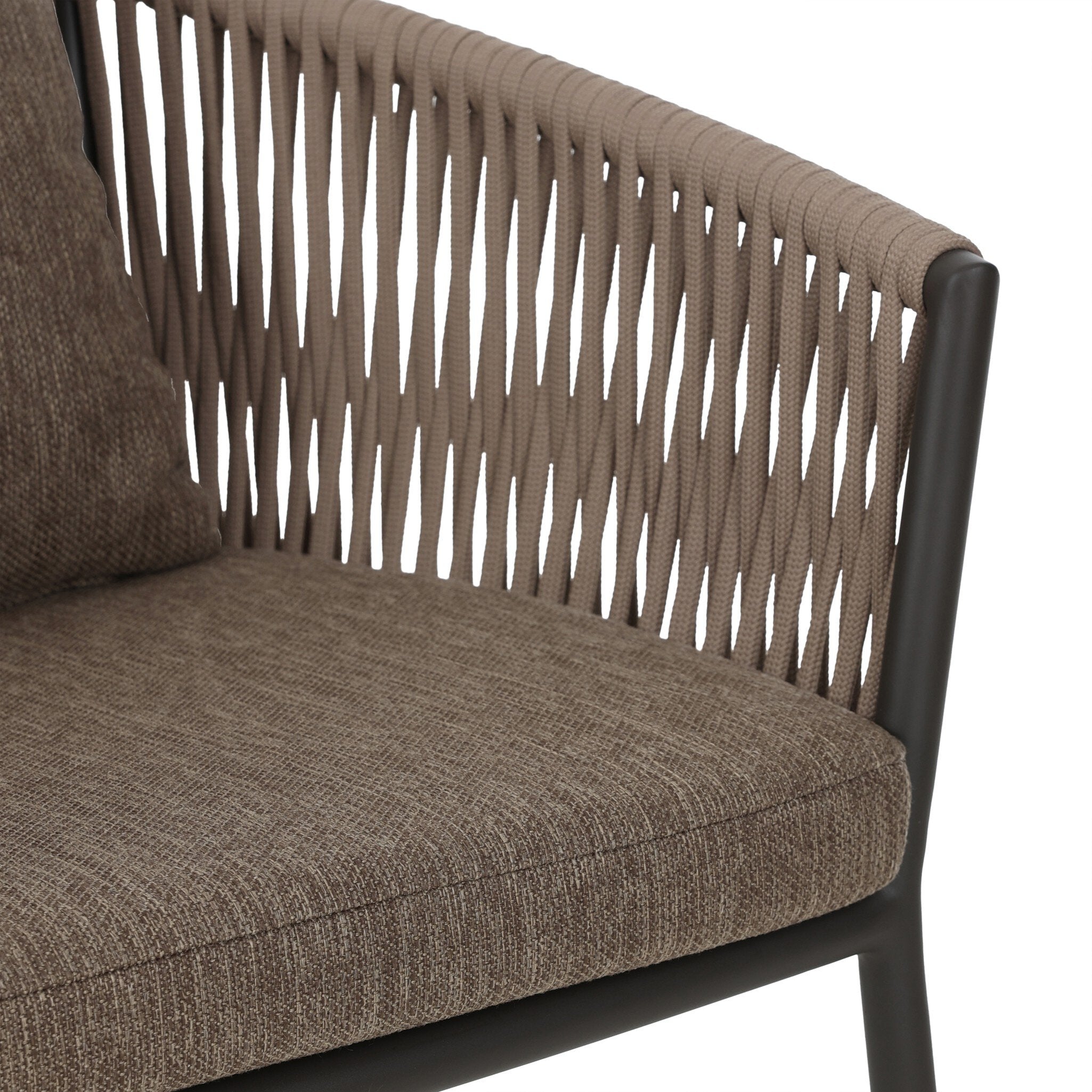 Four Hands Porto Outdoor Dining Chair — Bronze-Ellor Brown-Khaki Rope
