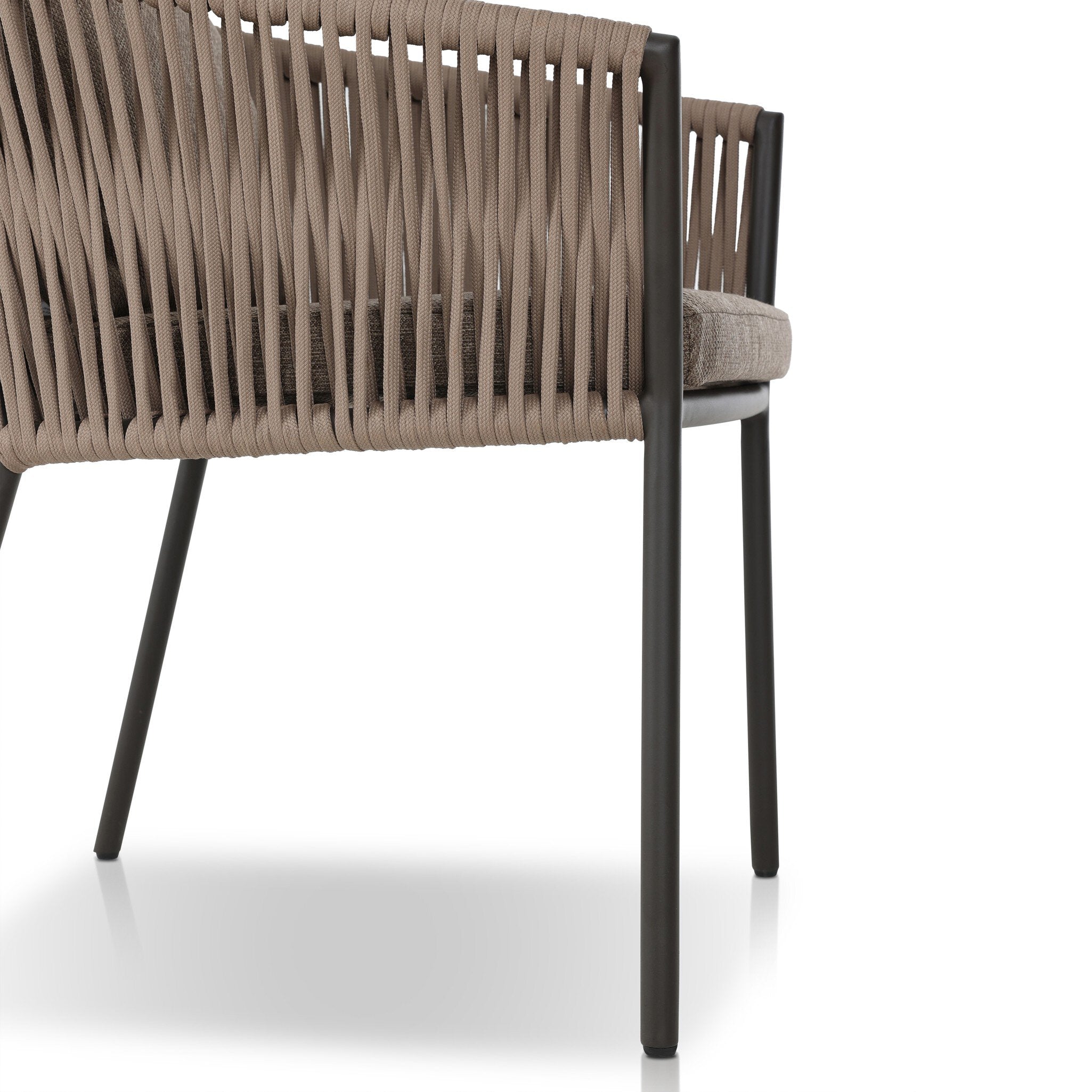 Four Hands Porto Outdoor Dining Chair — Bronze-Ellor Brown-Khaki Rope