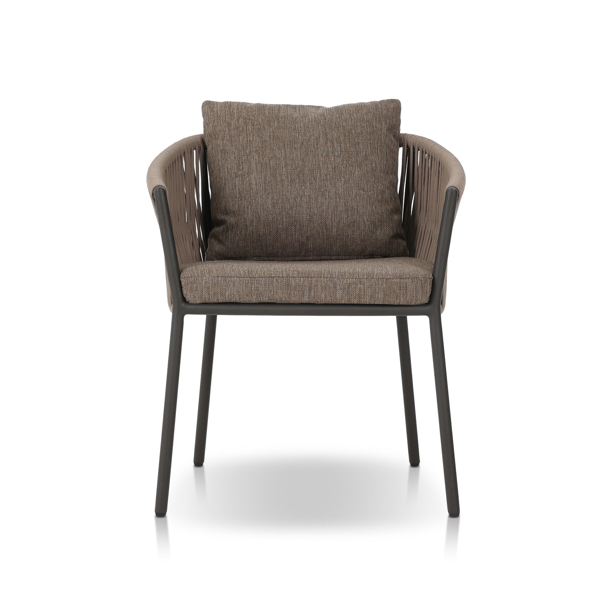 Four Hands Porto Outdoor Dining Chair — Bronze-Ellor Brown-Khaki Rope