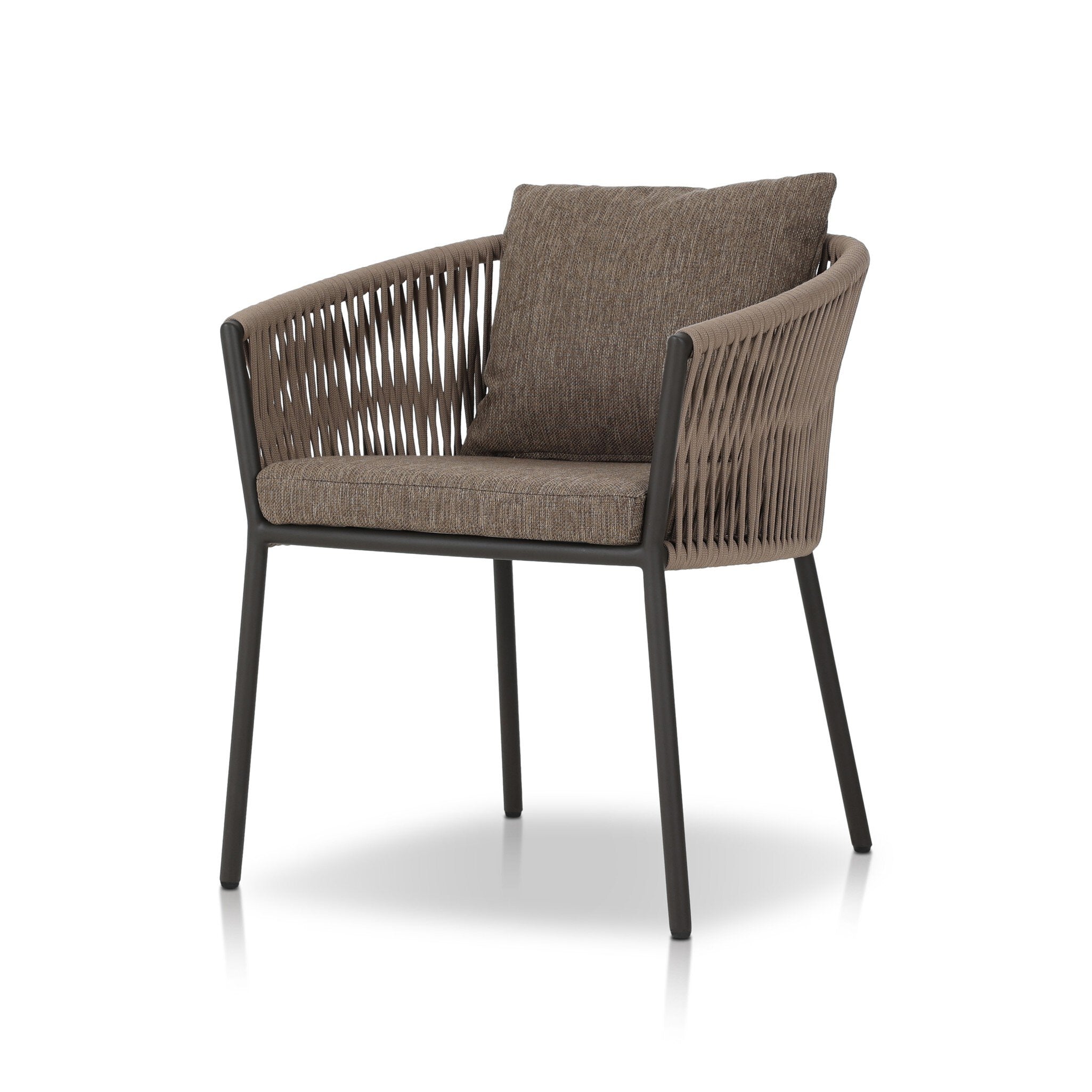 Four Hands Porto Outdoor Dining Chair — Bronze-Ellor Brown-Khaki Rope