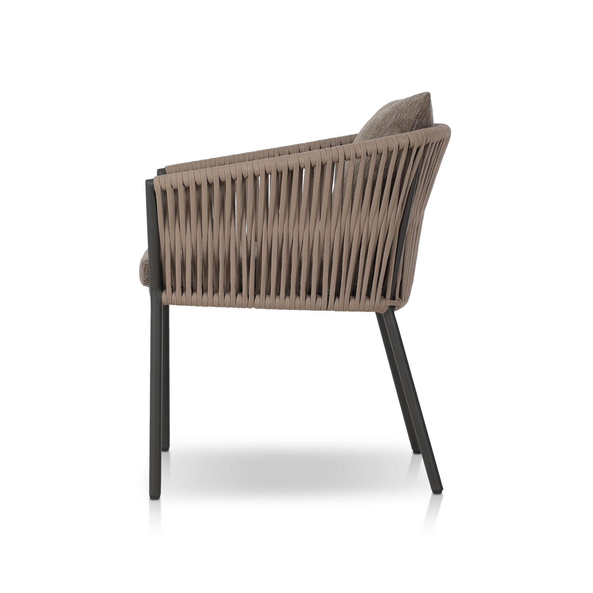Four Hands Porto Outdoor Dining Chair — Bronze-Ellor Brown-Khaki Rope