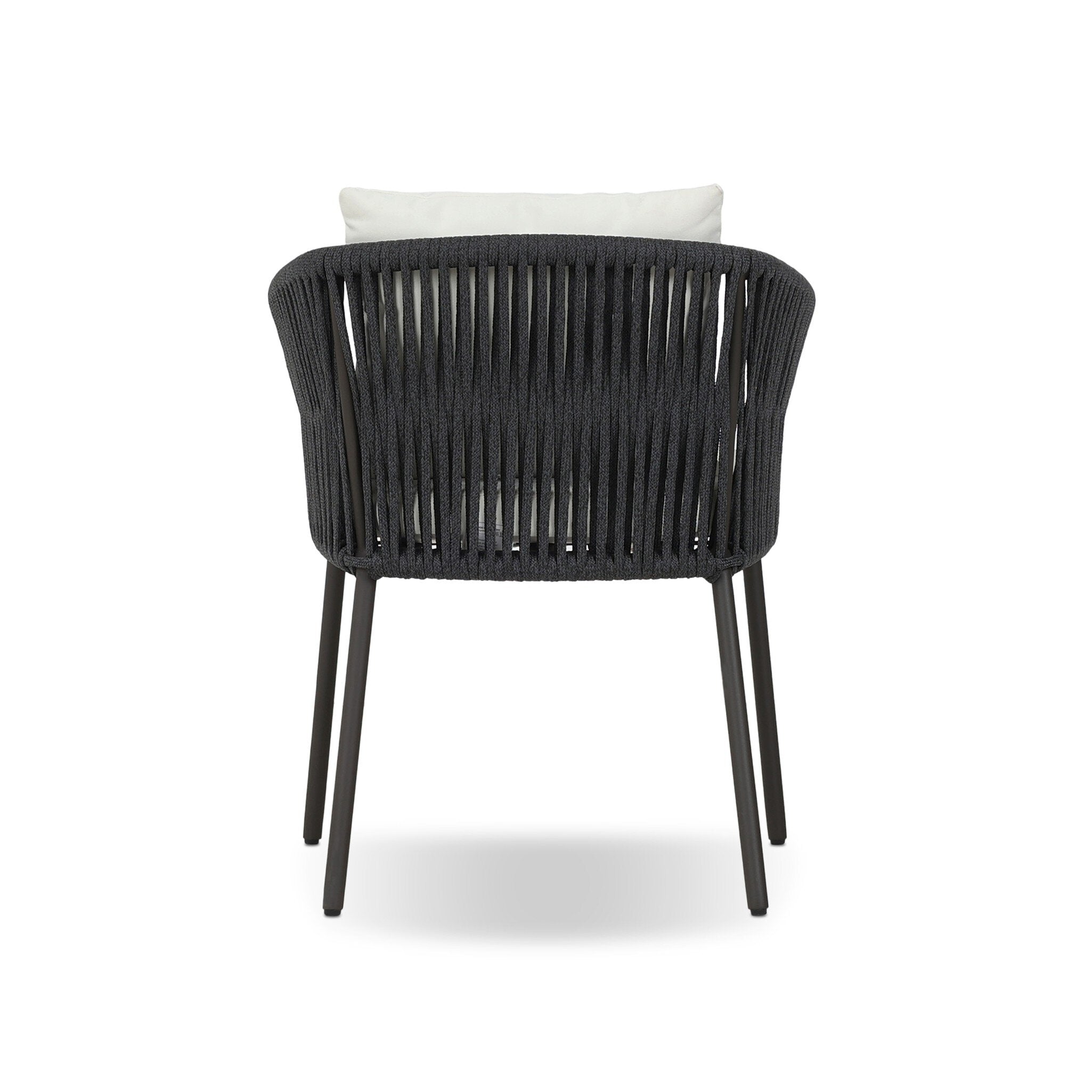 Four Hands Porto Outdoor Dining Chair — Bronze-Arashi Salt-Thick Dark Grey Rope