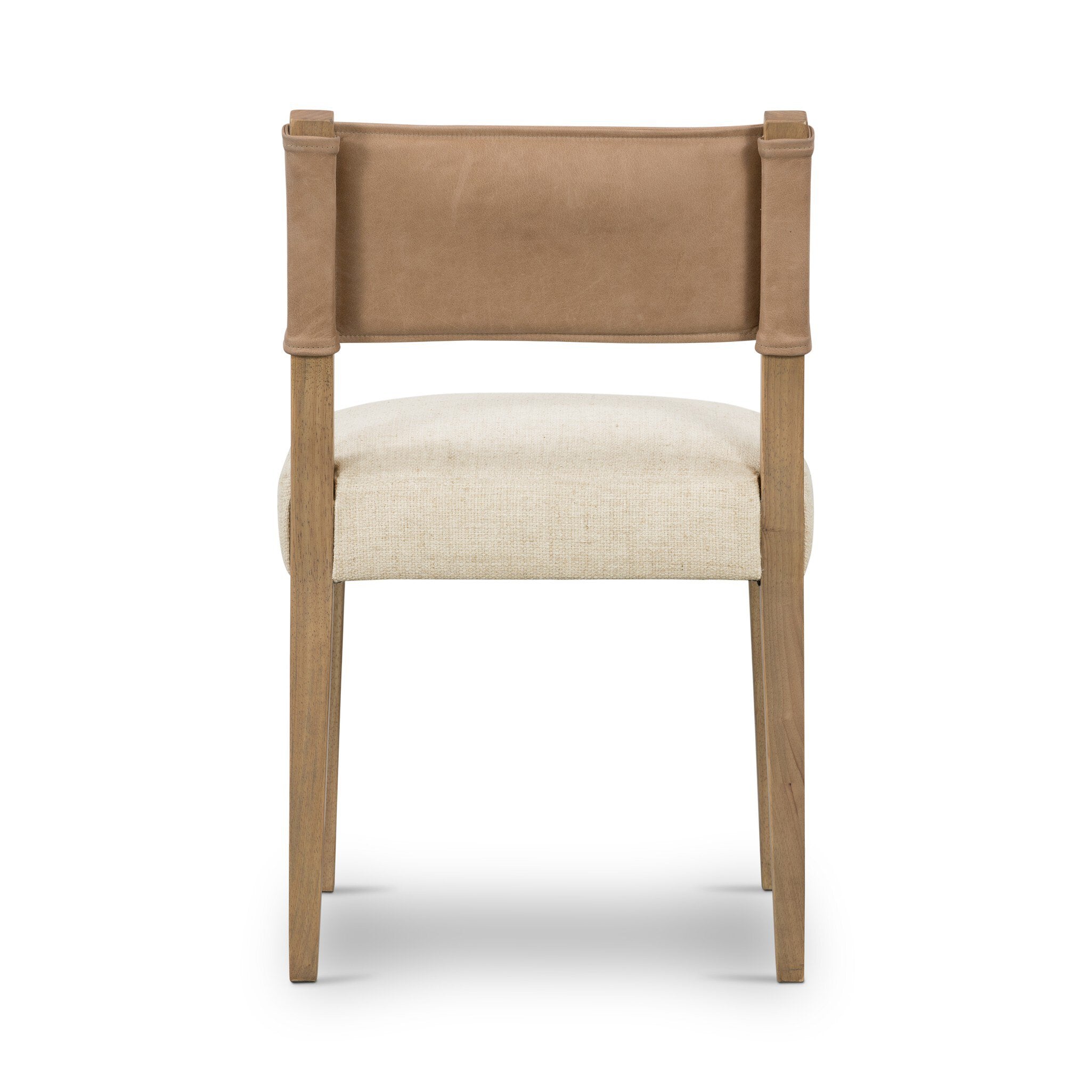 Four Hands Ferris Dining Chair — Winchester Beige-Thames Cream-Burnished Parawood