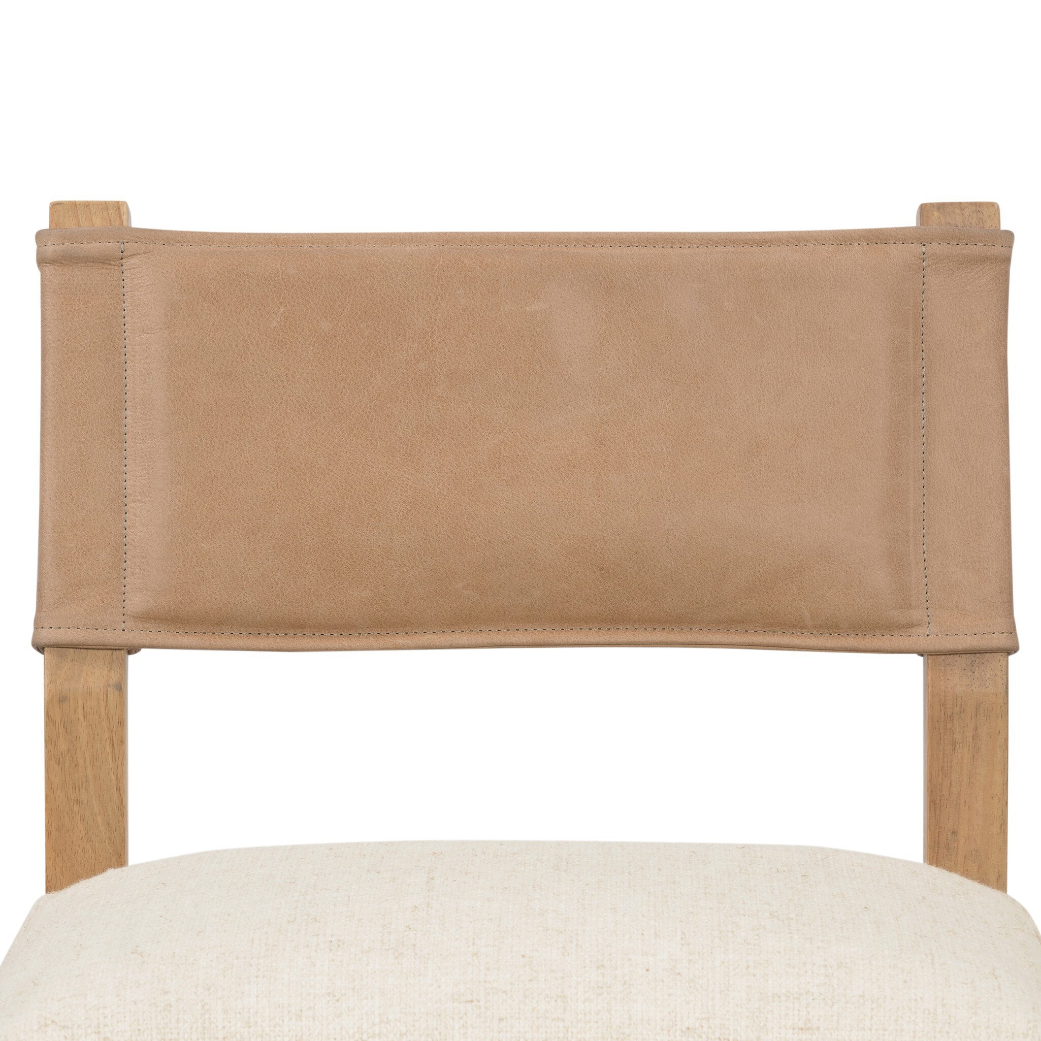 Four Hands Ferris Dining Chair — Winchester Beige-Thames Cream-Burnished Parawood