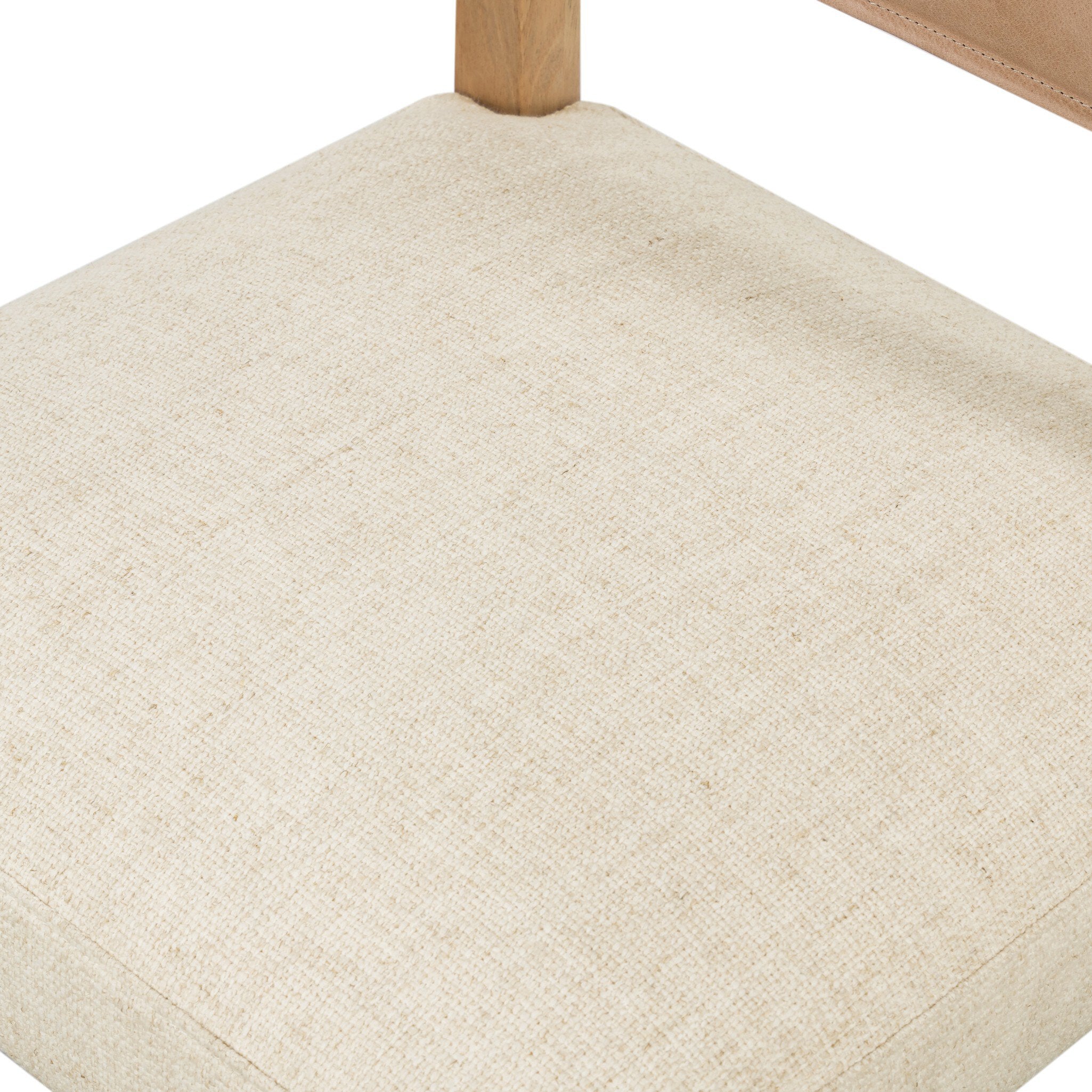 Four Hands Ferris Dining Chair — Winchester Beige-Thames Cream-Burnished Parawood