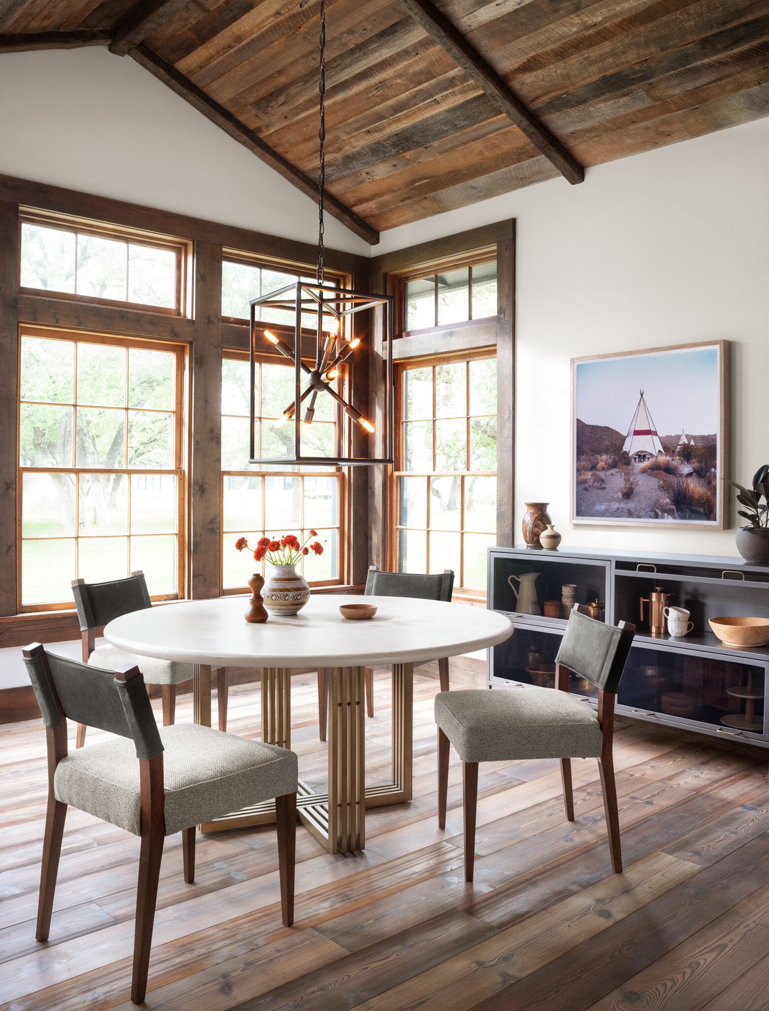 Four Hands Ferris Dining Chair — Nubuck Charcoal-Tulsa Ink-Antique Sable