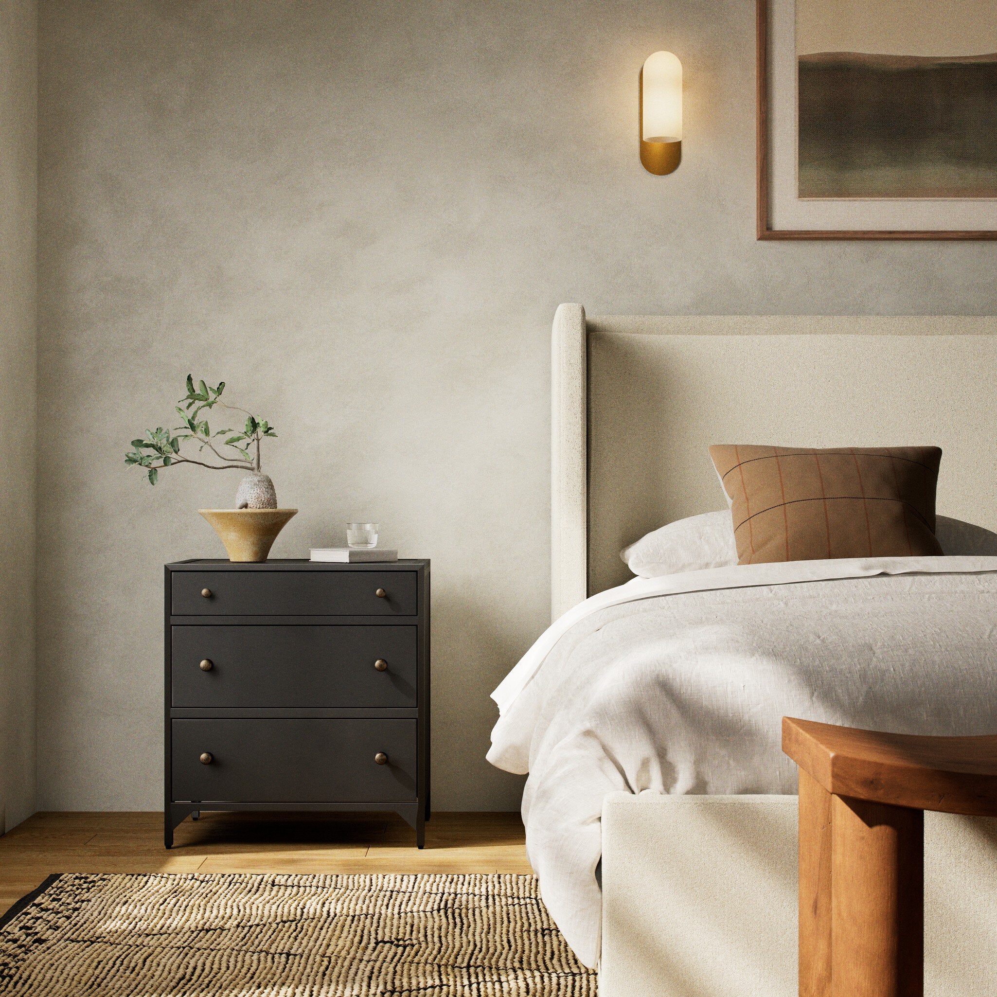 Four Hands Belmont Storage Nightstand — Black-Weathered Bronze