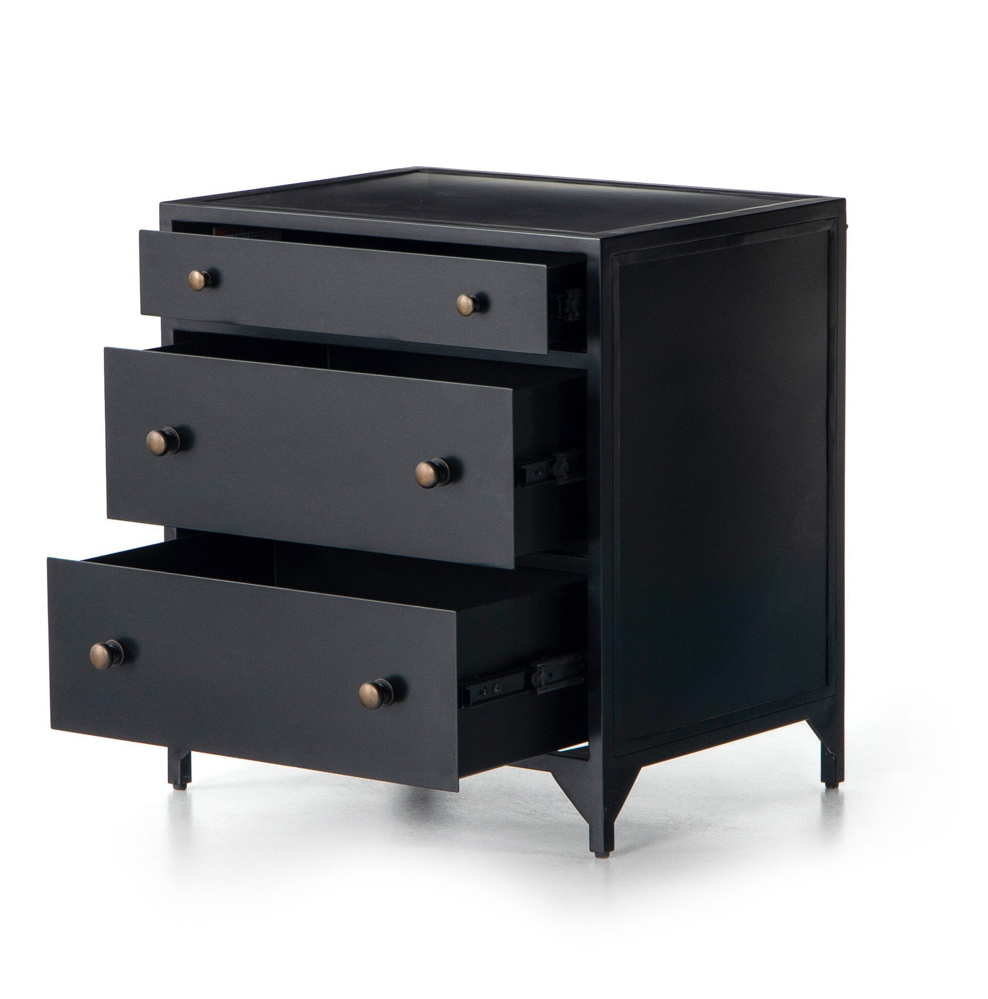 Four Hands Belmont Storage Nightstand — Black-Weathered Bronze