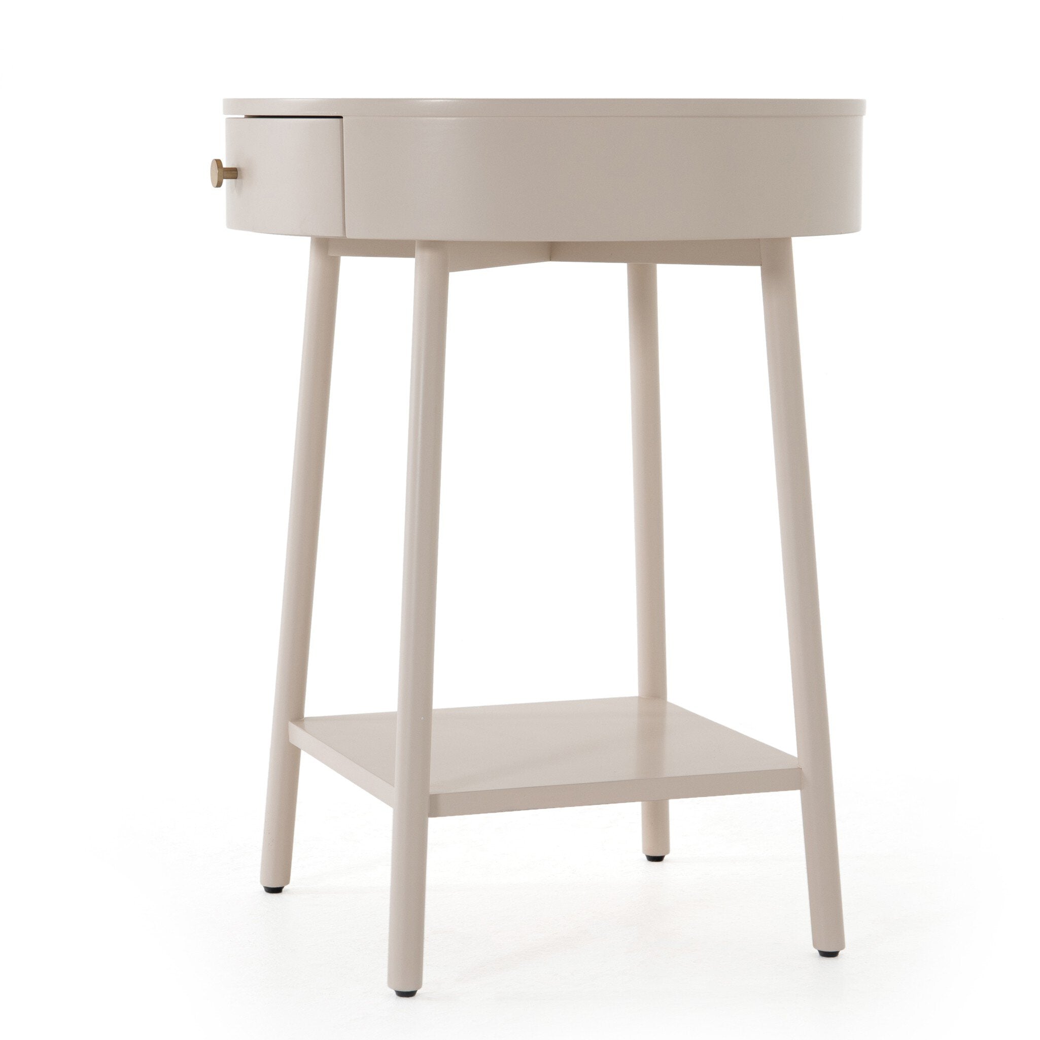 Four Hands Van Nightstand — Matte Alabaster-Golden Brass