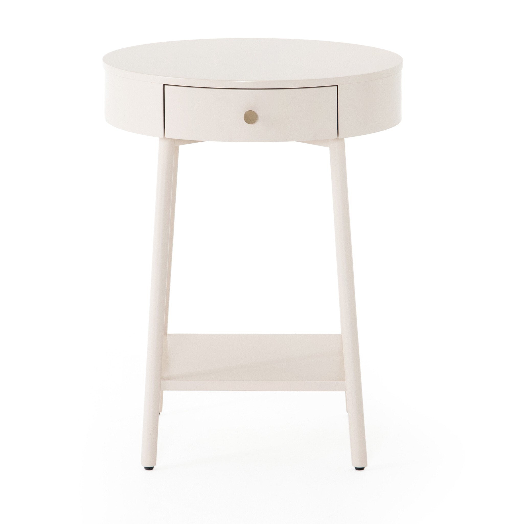 Four Hands Van Nightstand — Matte Alabaster-Golden Brass