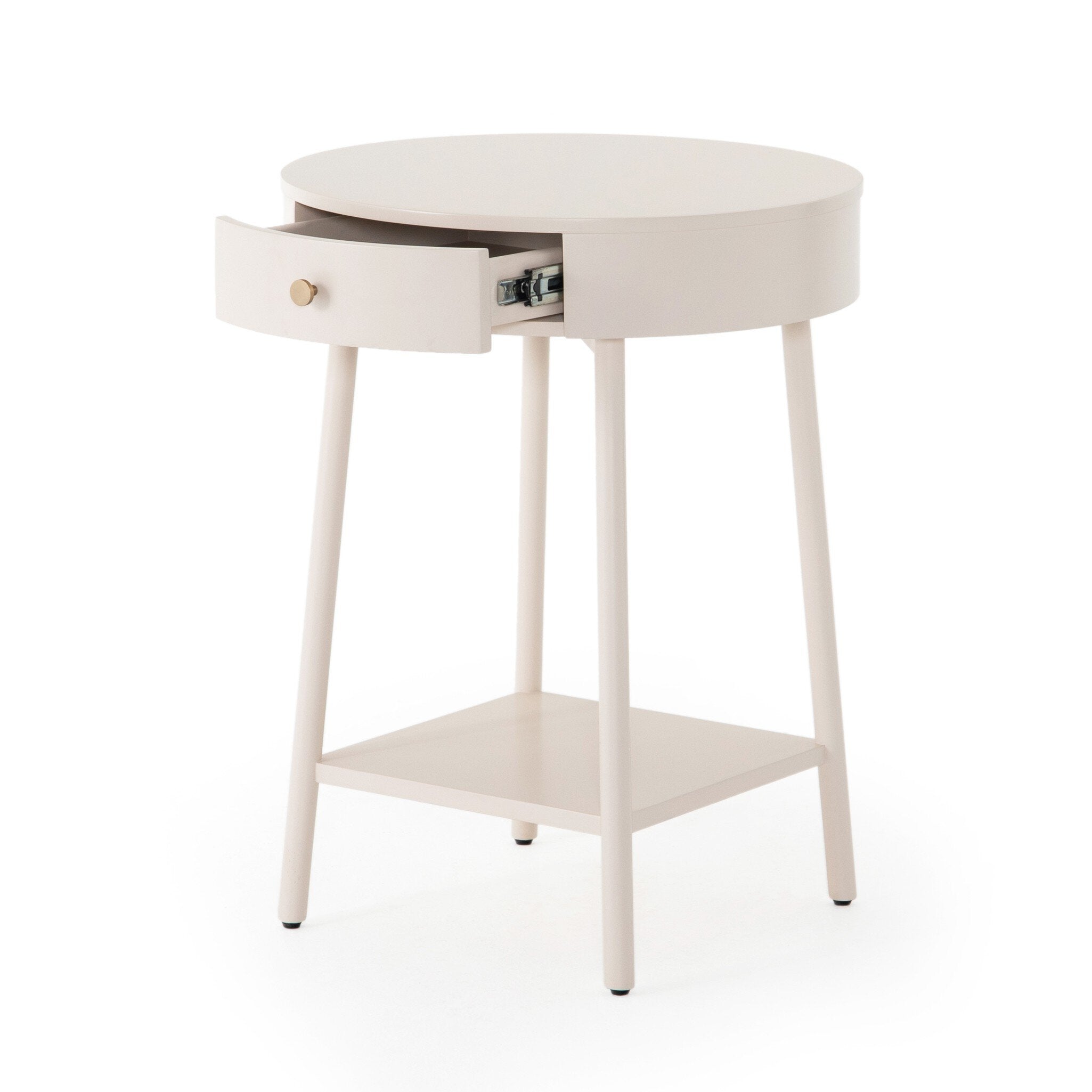Four Hands Van Nightstand — Matte Alabaster-Golden Brass