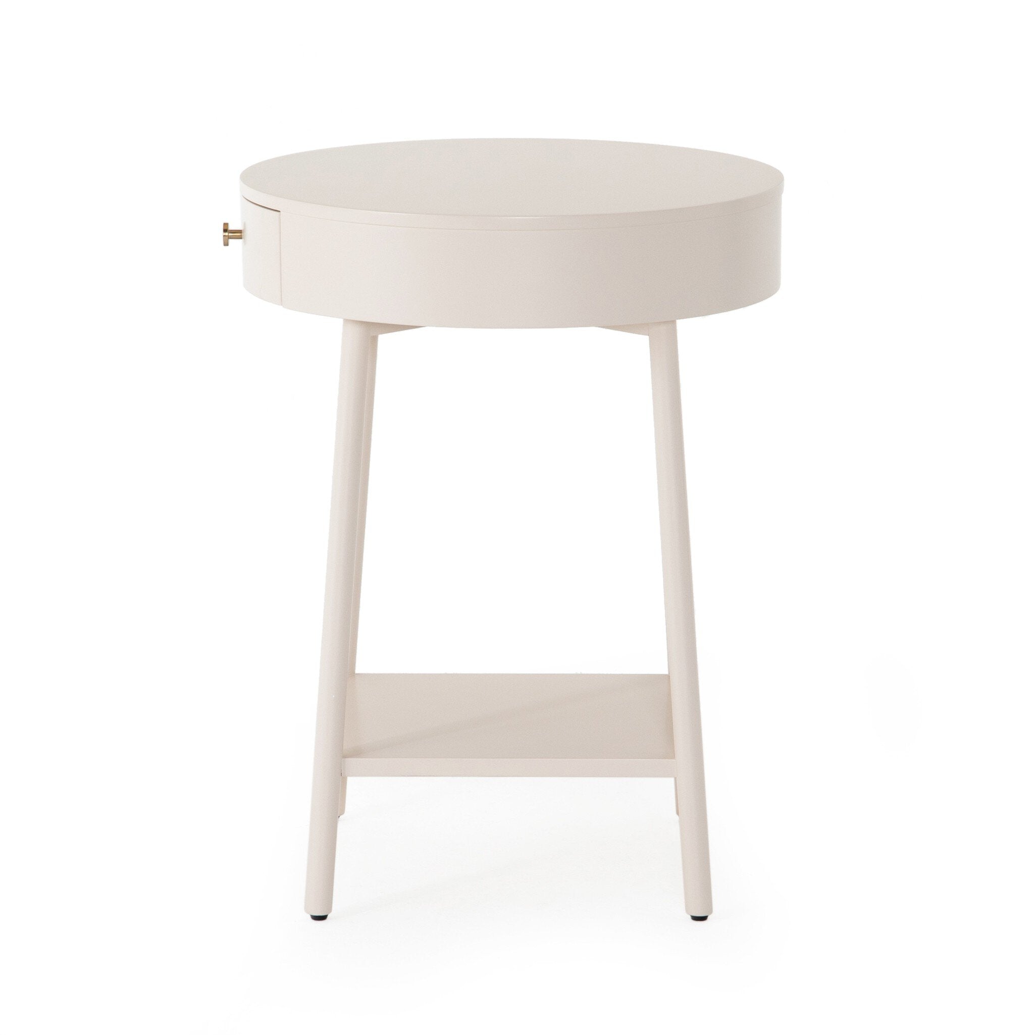 Four Hands Van Nightstand — Matte Alabaster-Golden Brass