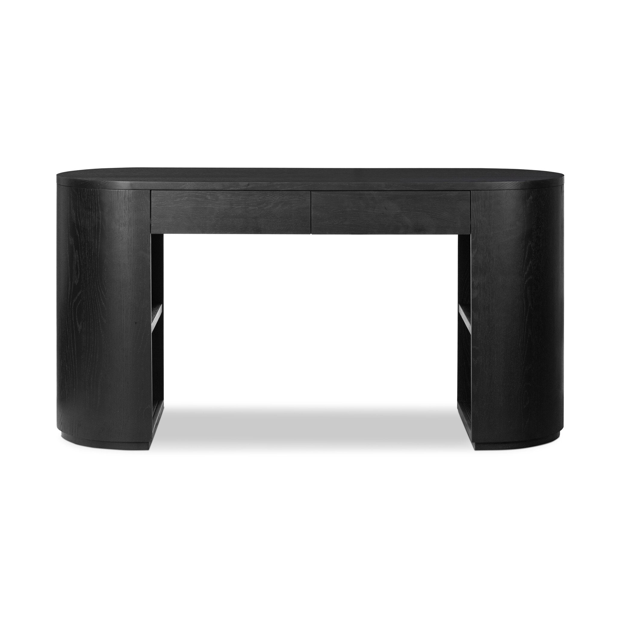 Four Hands Pilar Desk — Brushed Ebony Oak Veneer-Brushed Ebony Oak