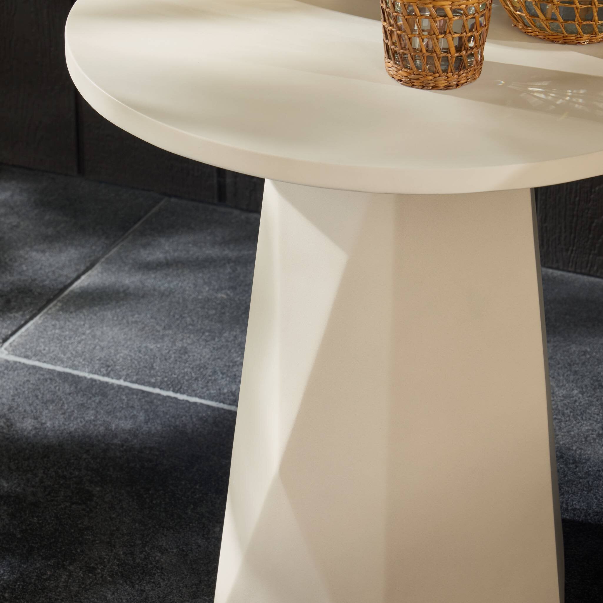 Four Hands Bowman Outdoor End Table — White Concrete