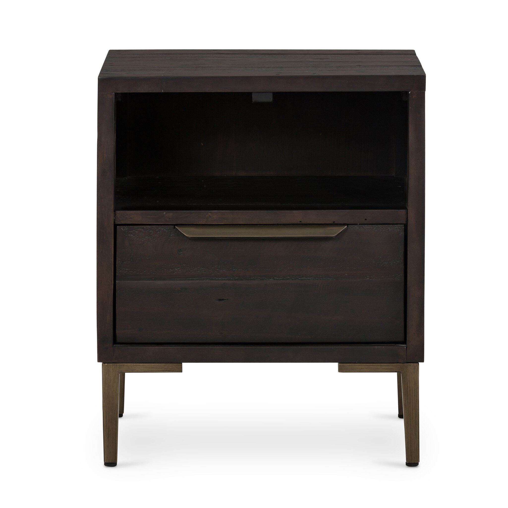 Four Hands Wyeth Nightstand — Dark Carbon-Antique Brass