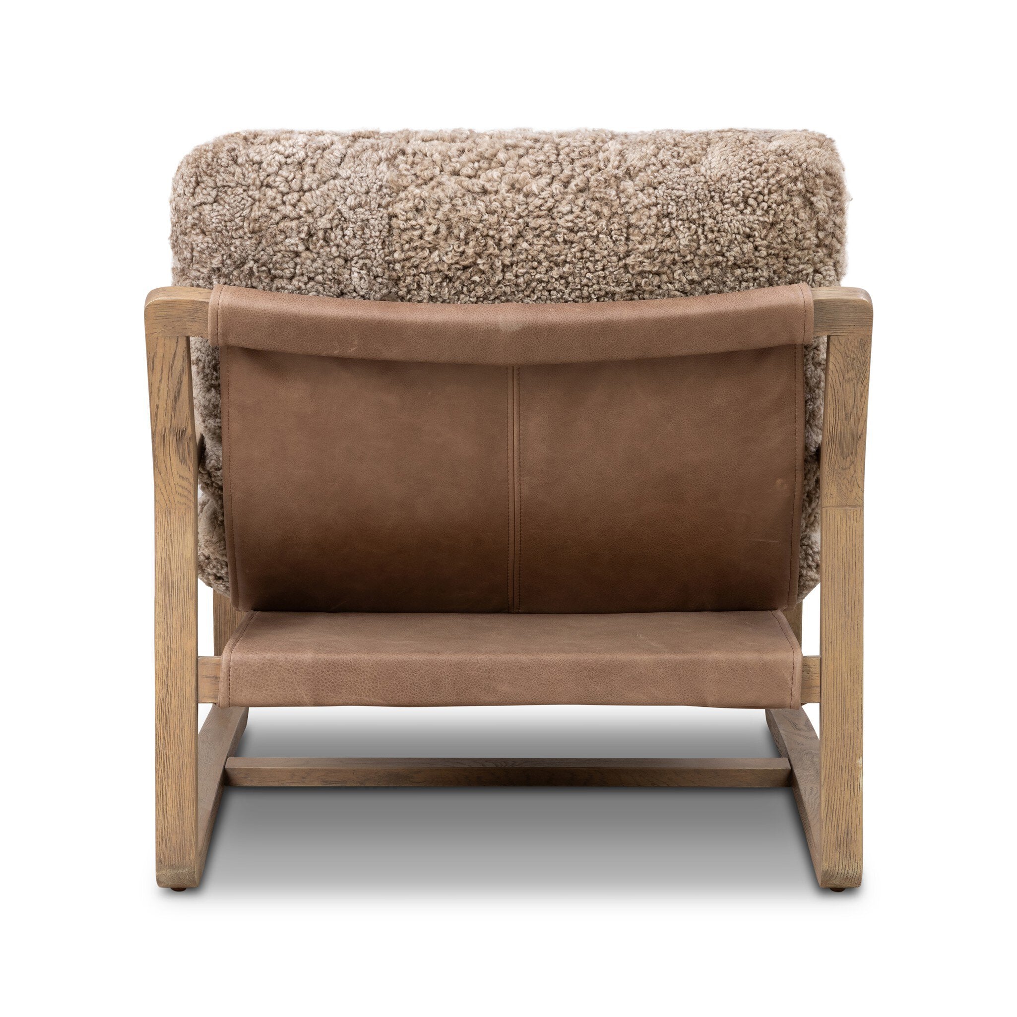 Four Hands Ace Chair — Taupe Shearling-Palermo Cigar-Drifted Oak