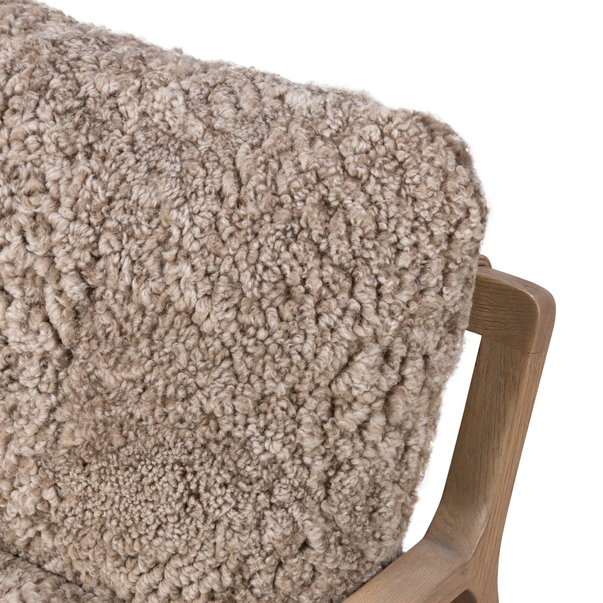 Four Hands Ace Chair — Taupe Shearling-Palermo Cigar-Drifted Oak