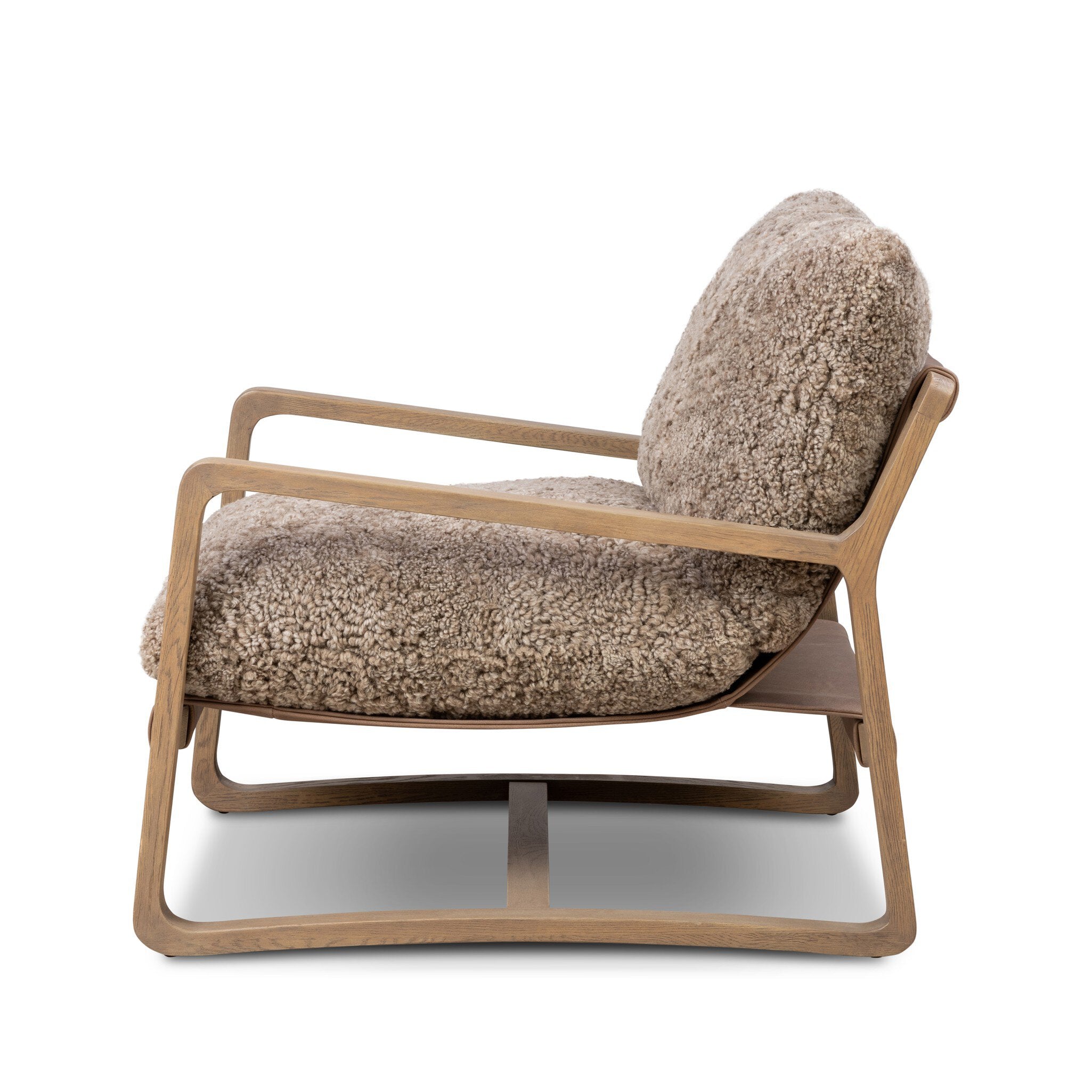Four Hands Ace Chair — Taupe Shearling-Palermo Cigar-Drifted Oak