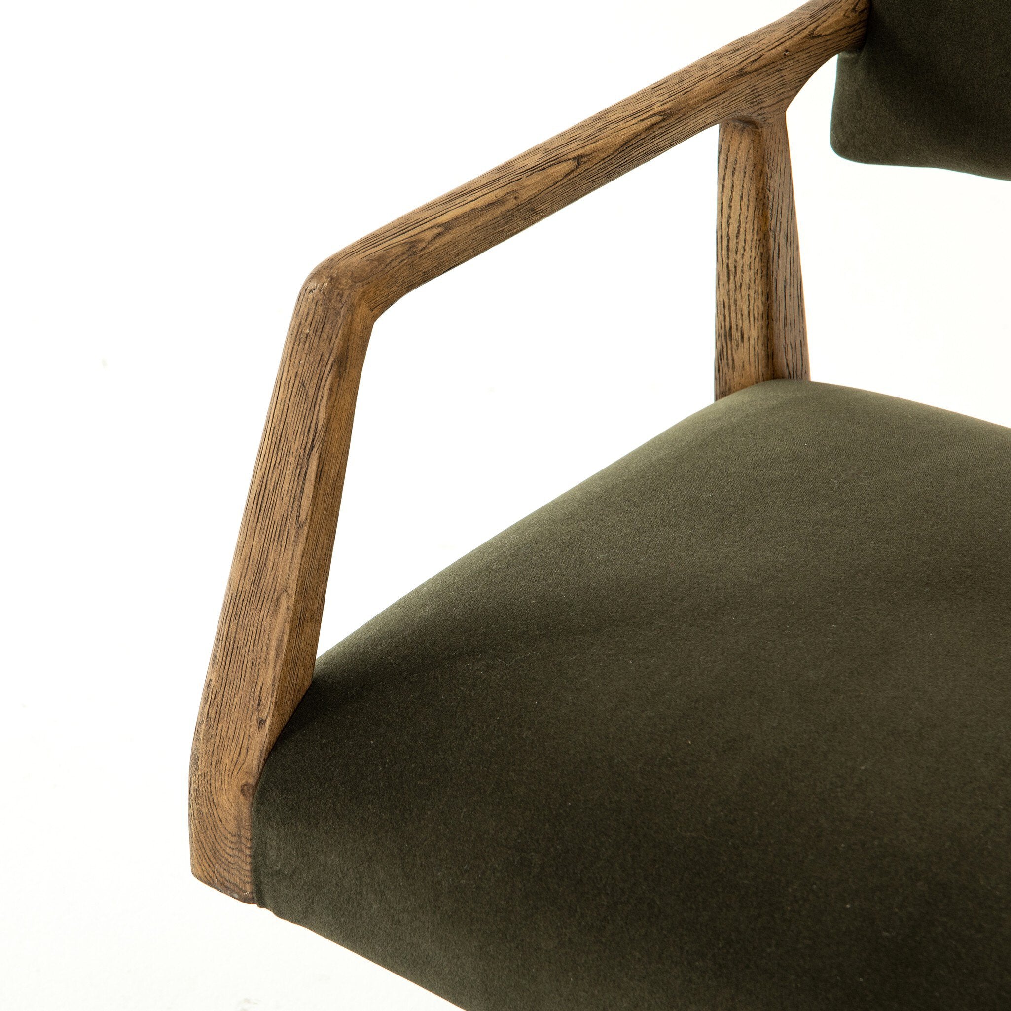 Four Hands Tyler Desk Chair — Modern Velvet Loden-Distressed Oak-Stainless Steel