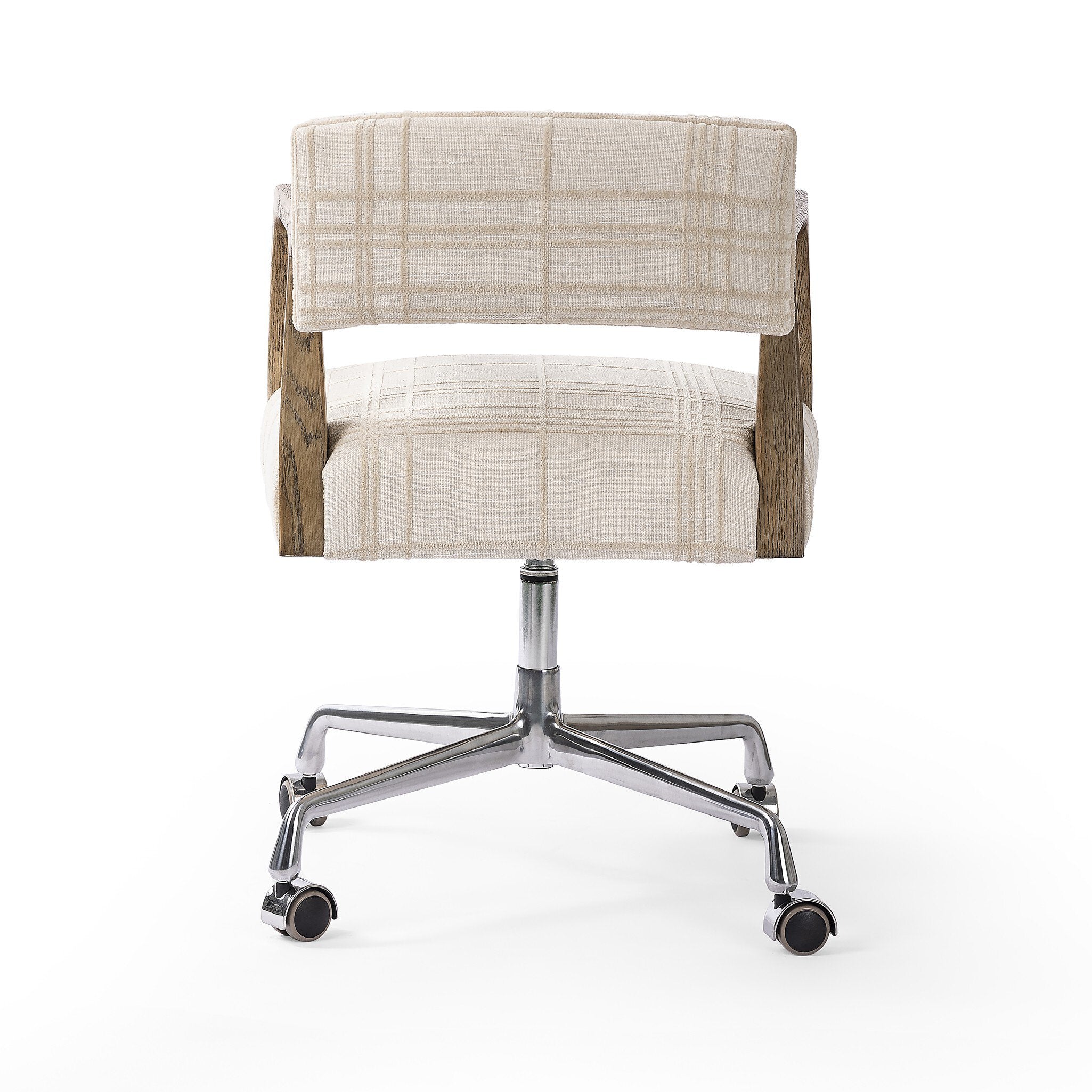 Four Hands Tyler Desk Chair — Sheffield Ivory-Distressed Oak-Stainless Steel