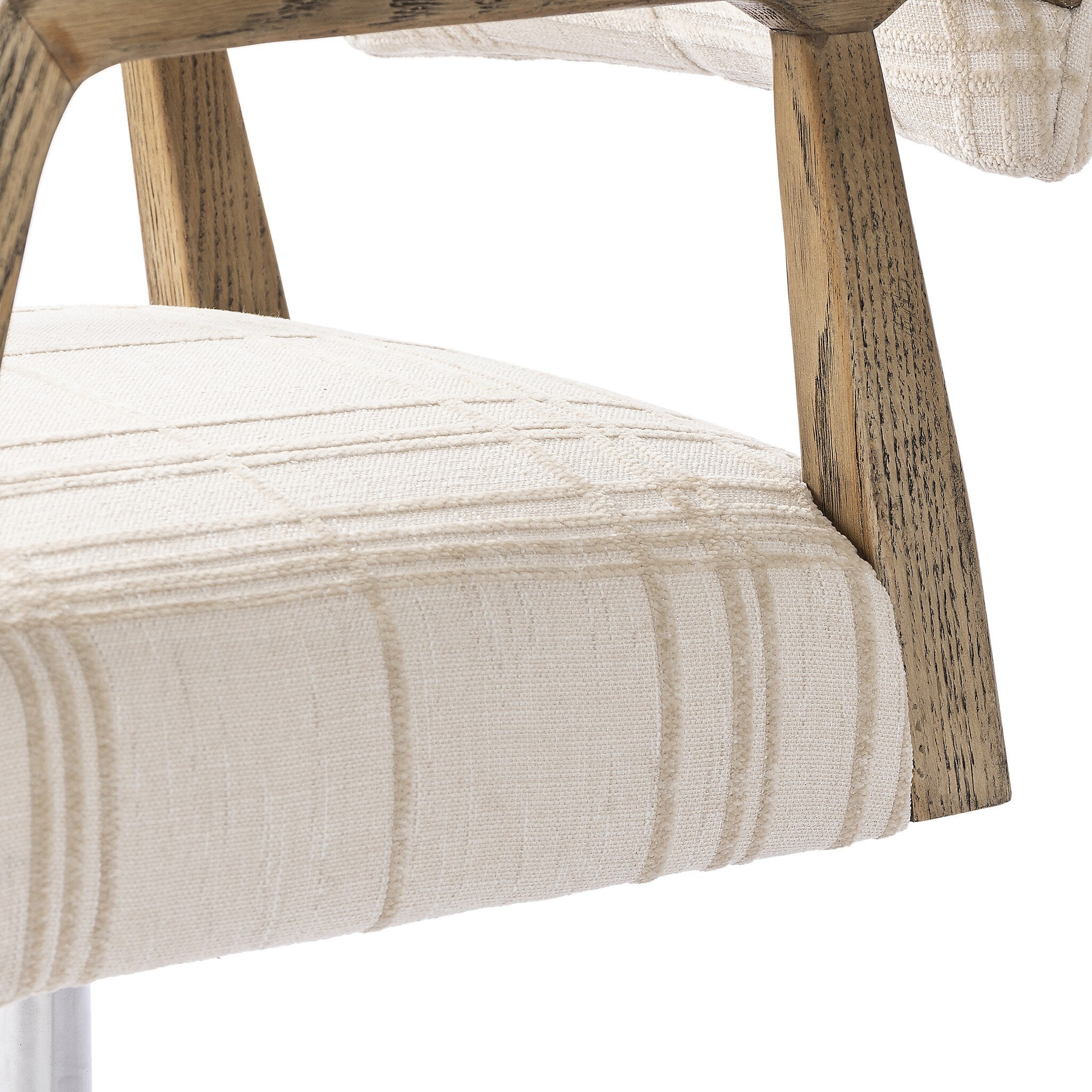 Four Hands Tyler Desk Chair — Sheffield Ivory-Distressed Oak-Stainless Steel