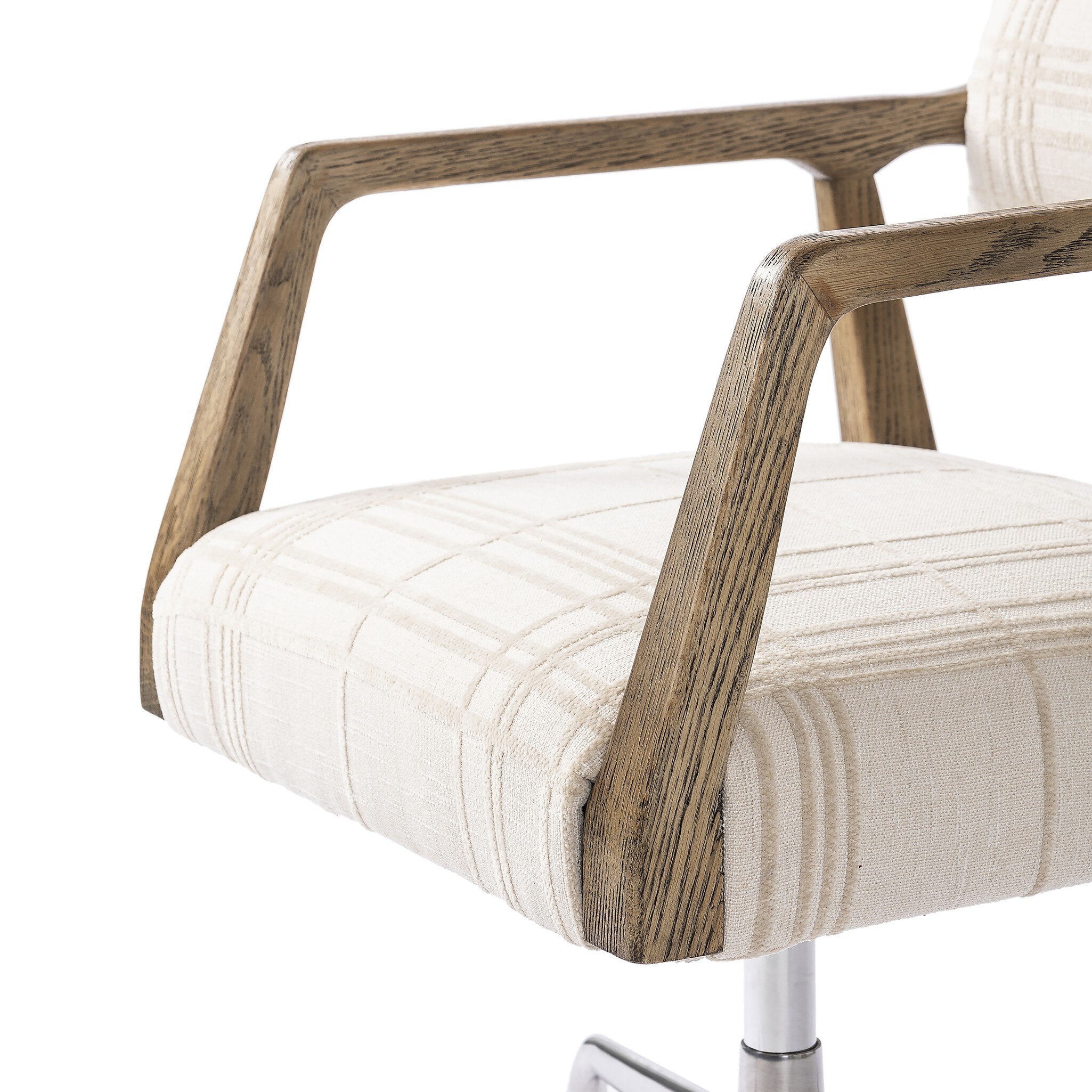 Four Hands Tyler Desk Chair — Sheffield Ivory-Distressed Oak-Stainless Steel