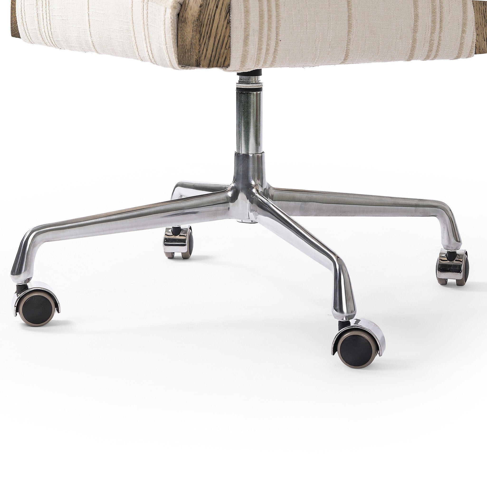Four Hands Tyler Desk Chair — Sheffield Ivory-Distressed Oak-Stainless Steel