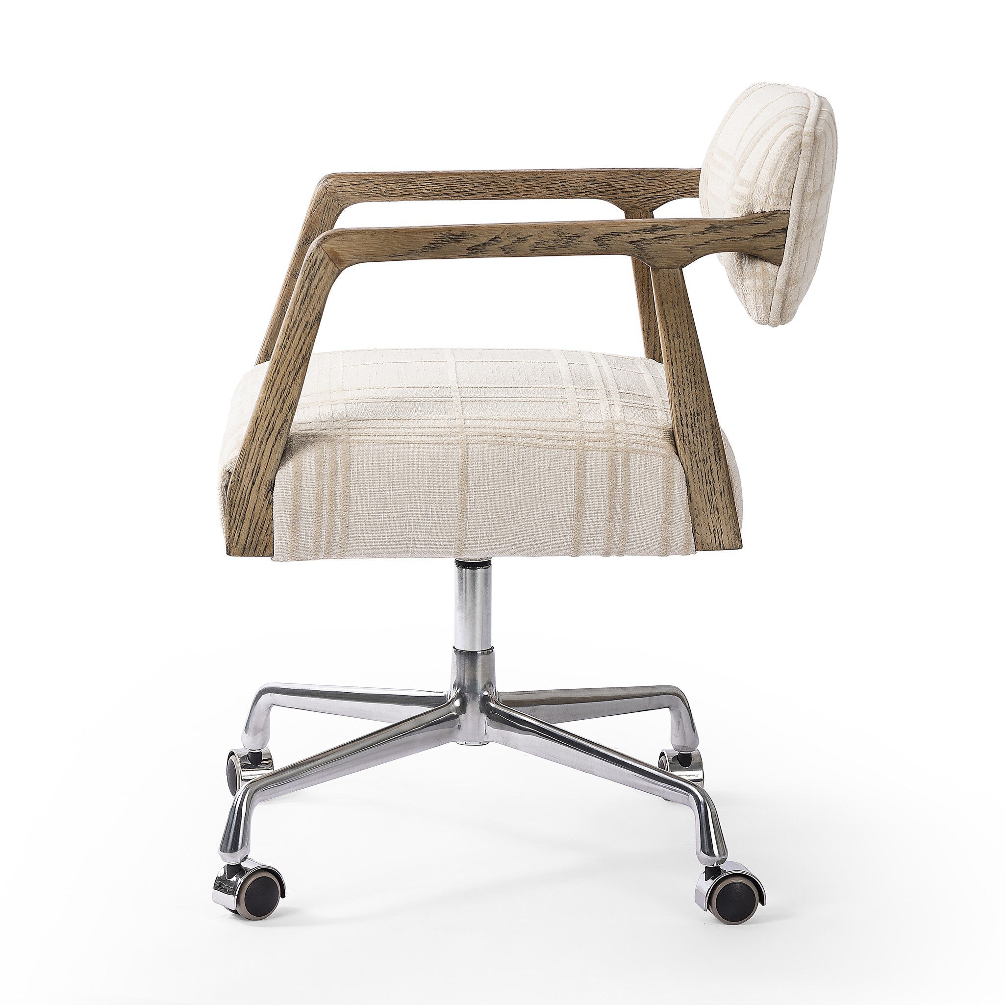 Four Hands Tyler Desk Chair — Sheffield Ivory-Distressed Oak-Stainless Steel