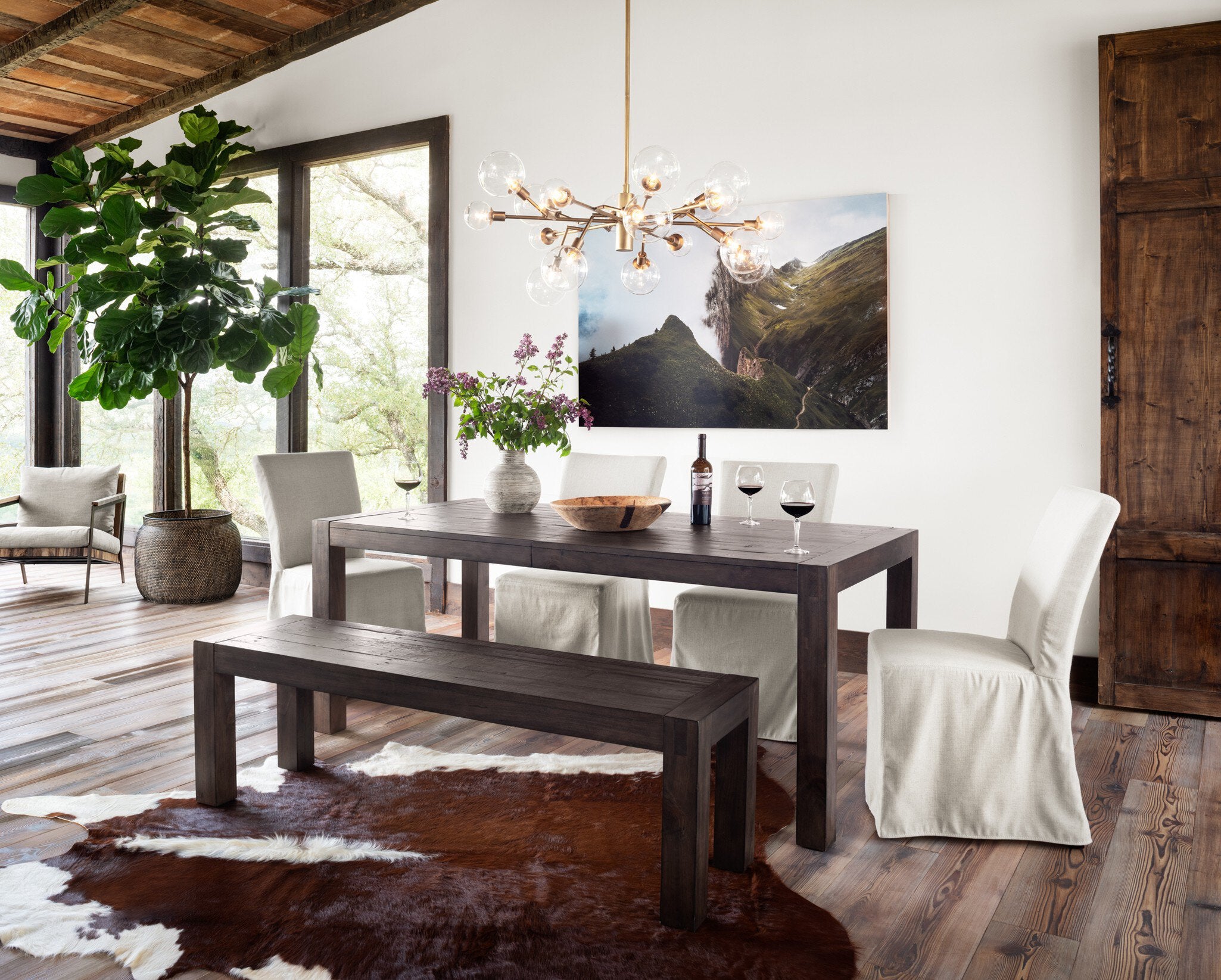 Four Hands Vista Slipcovered Dining Chair — Savile Flax-Coffee Bean