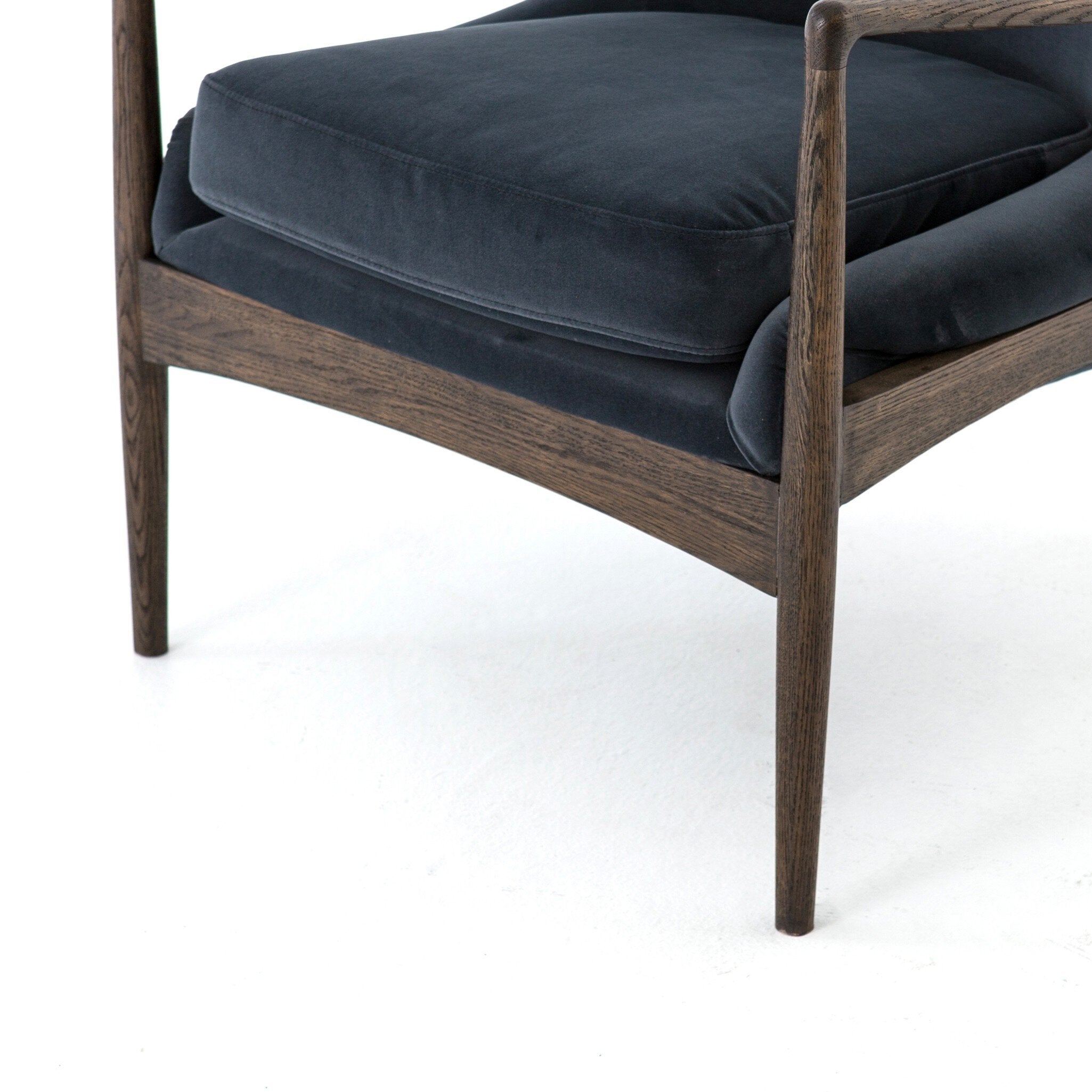 Four Hands Braden Chair — Modern Velvet Shadow-Warm Oak