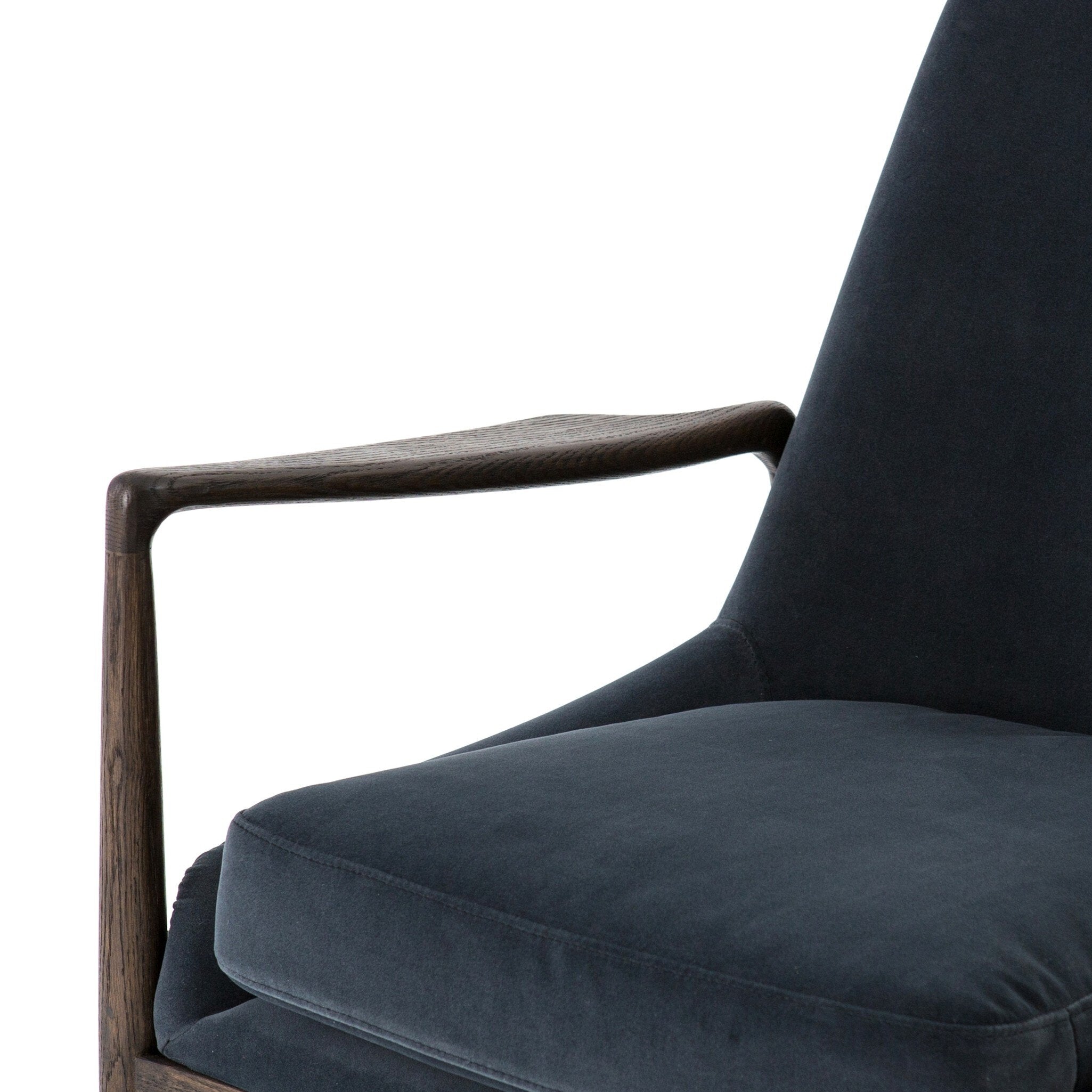 Four Hands Braden Chair — Modern Velvet Shadow-Warm Oak