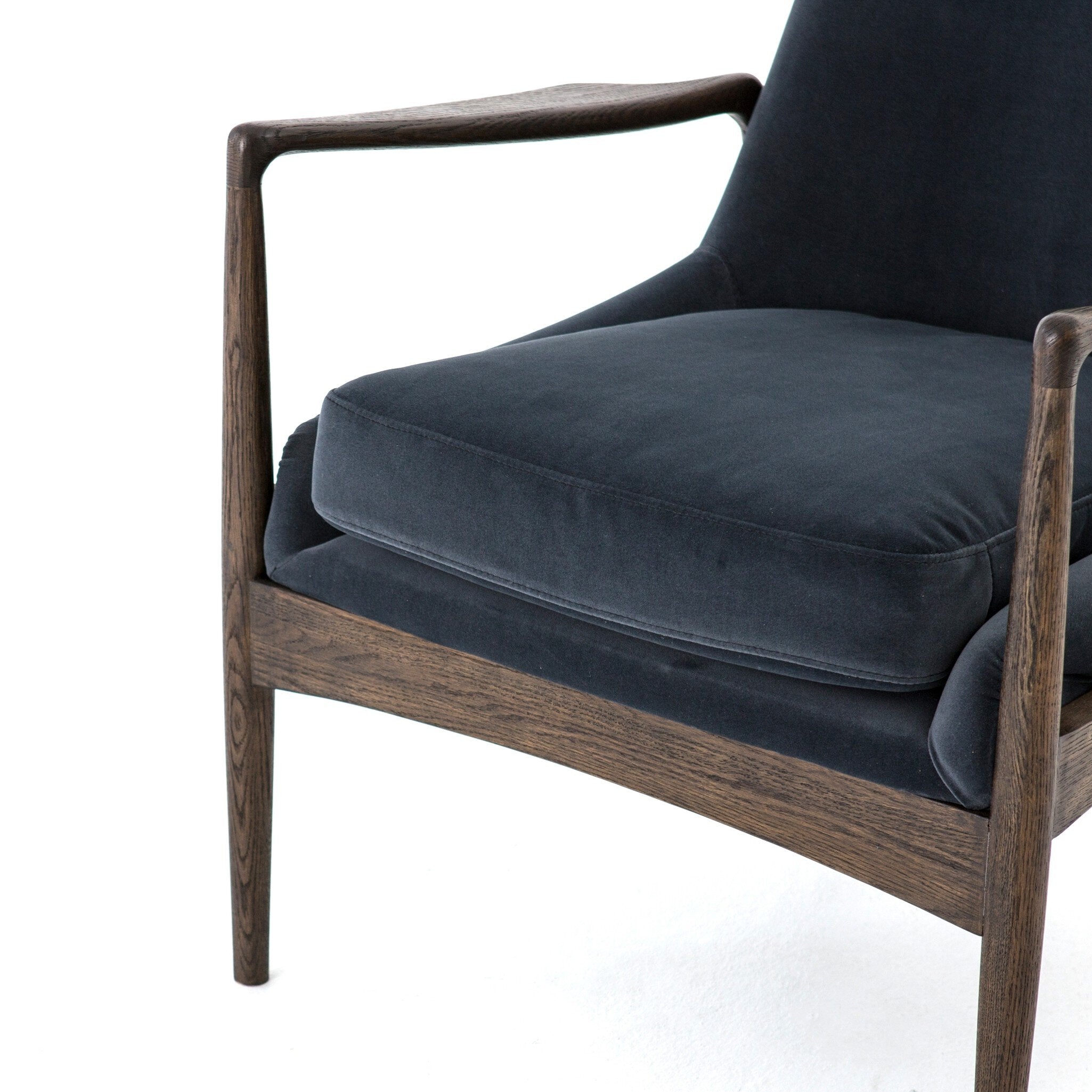 Four Hands Braden Chair — Modern Velvet Shadow-Warm Oak