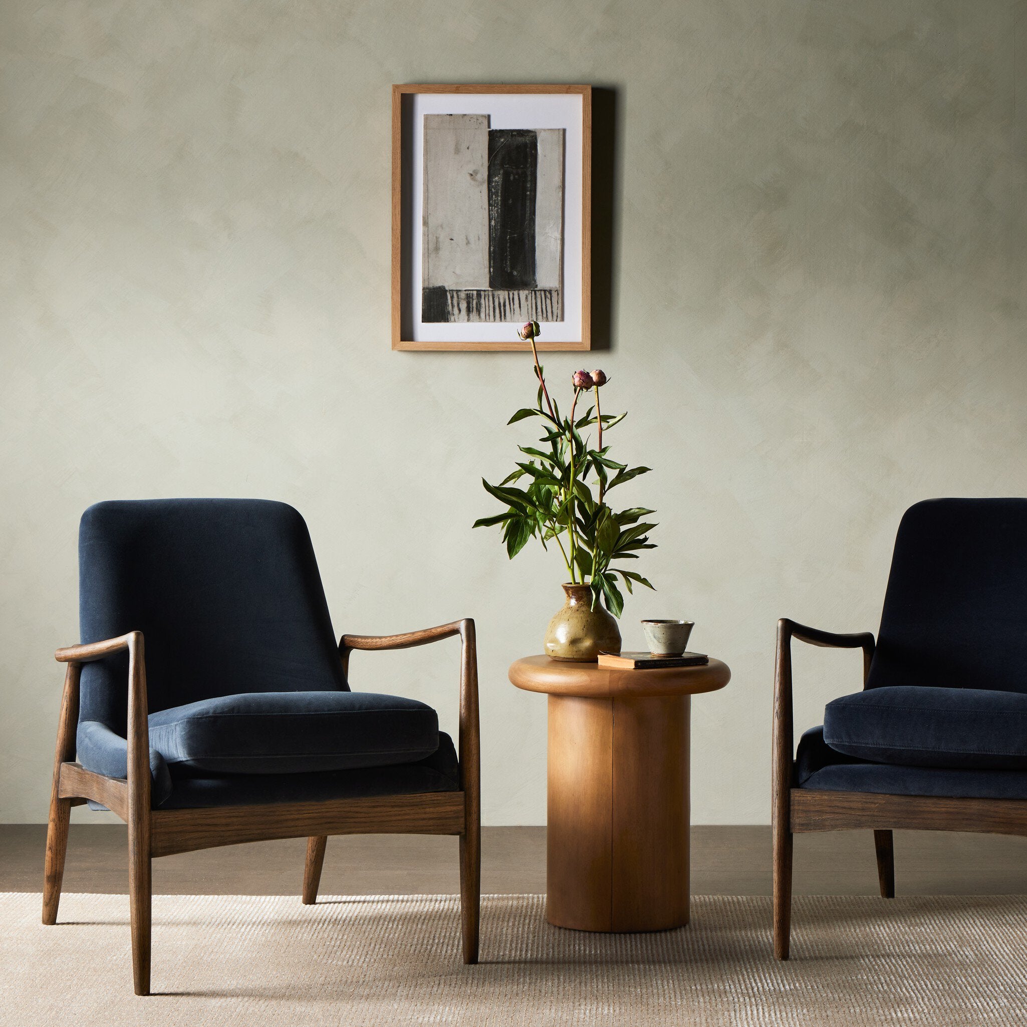 Four Hands Braden Chair — Modern Velvet Shadow-Warm Oak