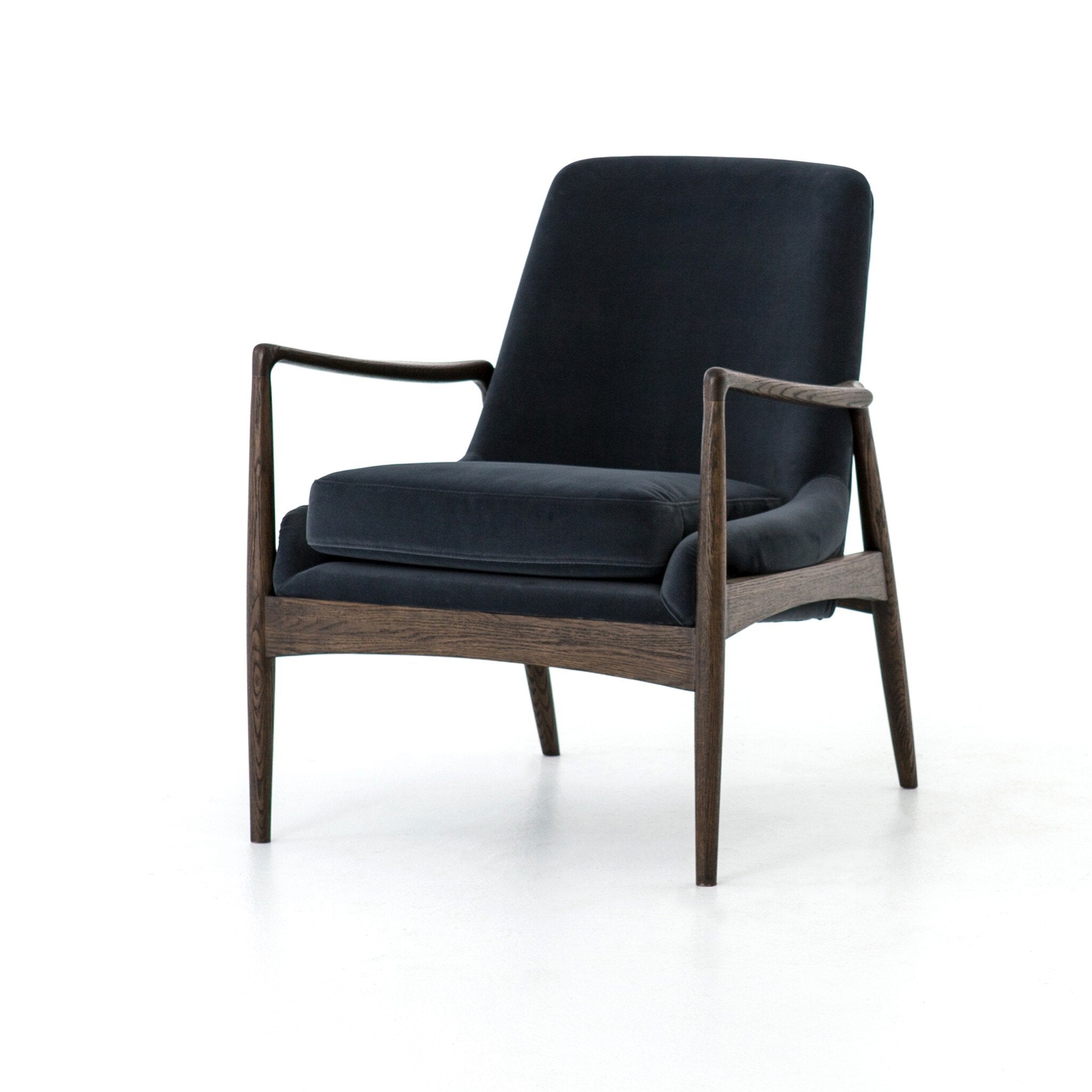 Four Hands Braden Chair — Modern Velvet Shadow-Warm Oak