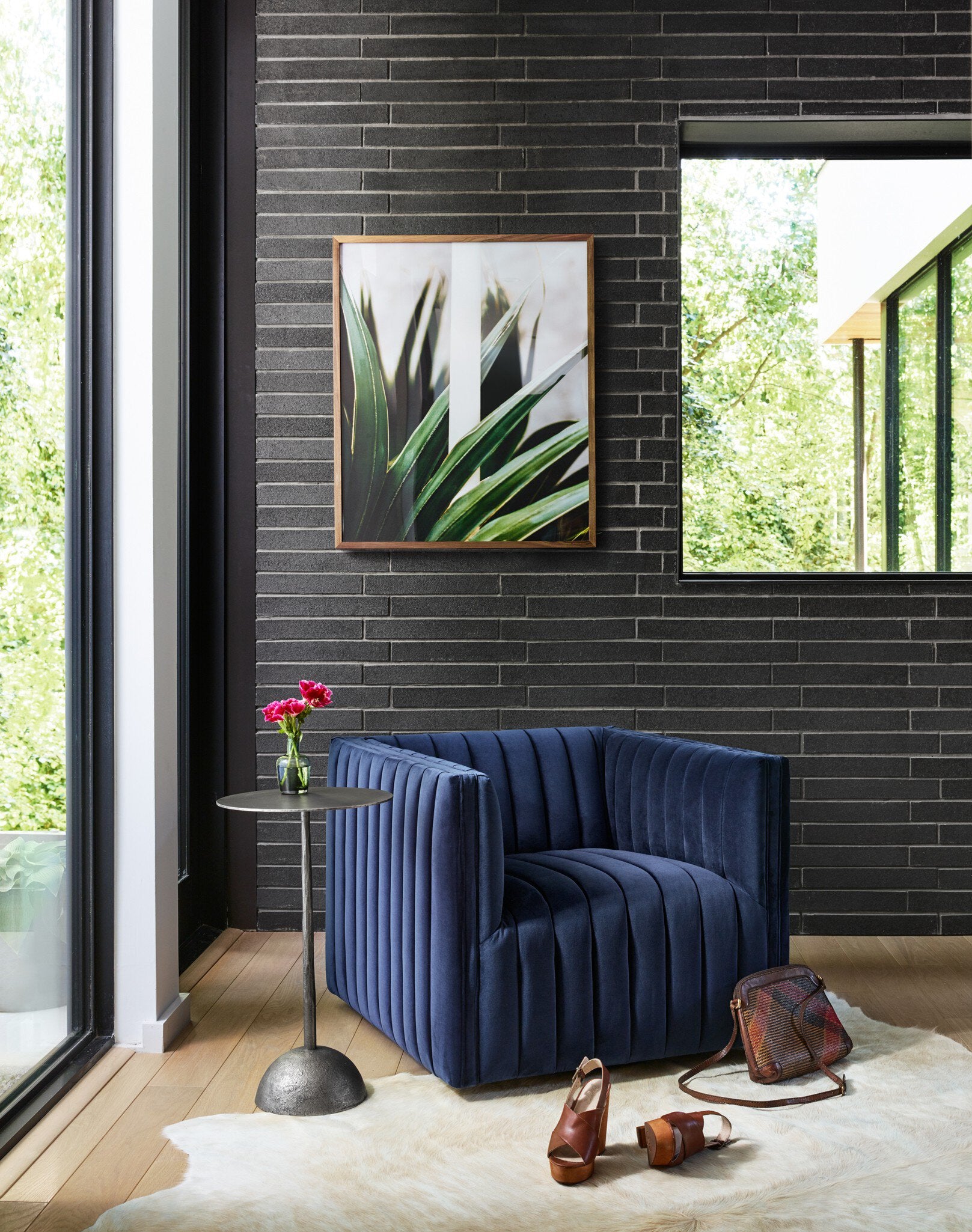 Four Hands Augustine Swivel Chair — Sapphire Navy