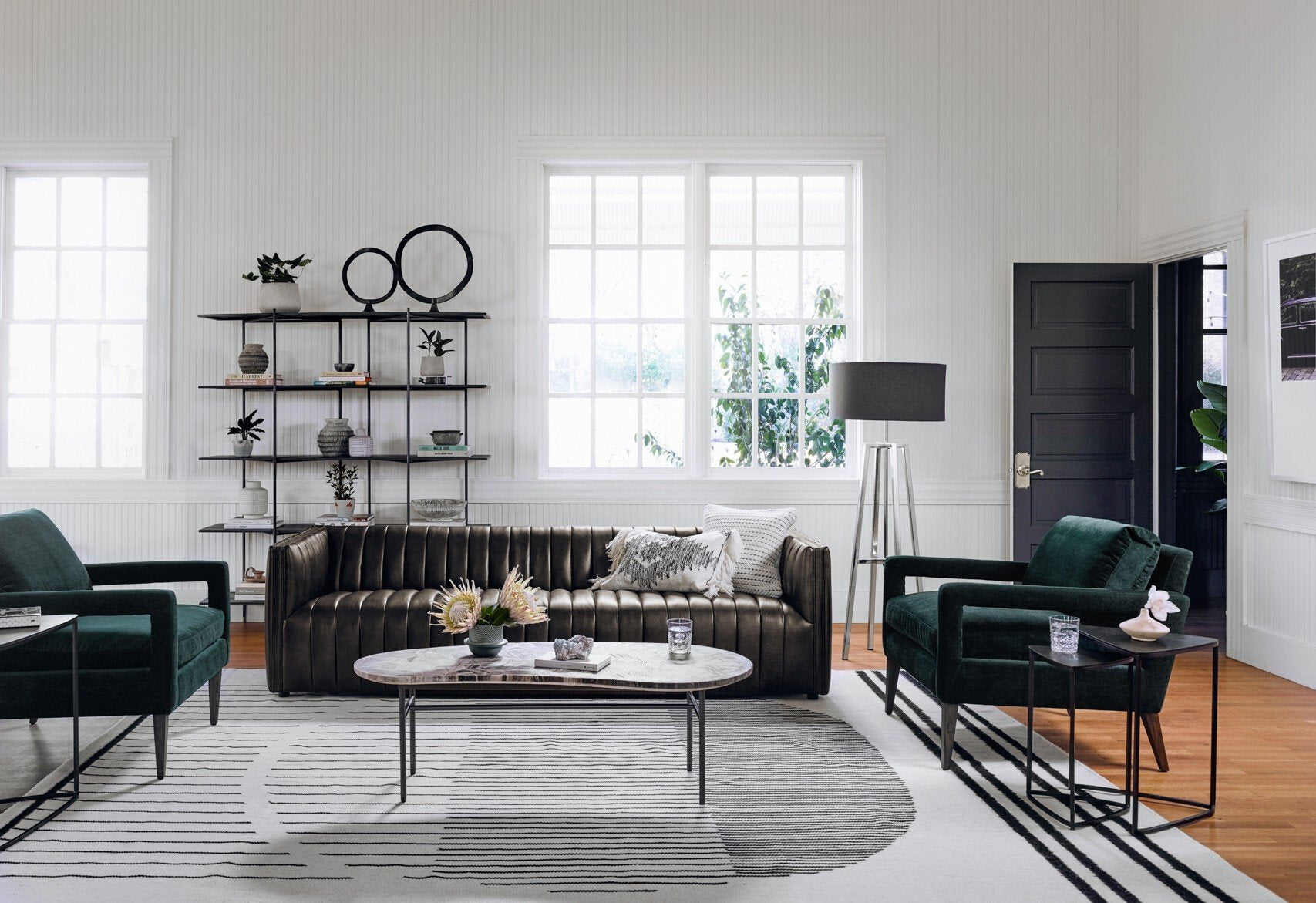 Four Hands Olson Chair — Emerald Worn Velvet-Sienna Brown
