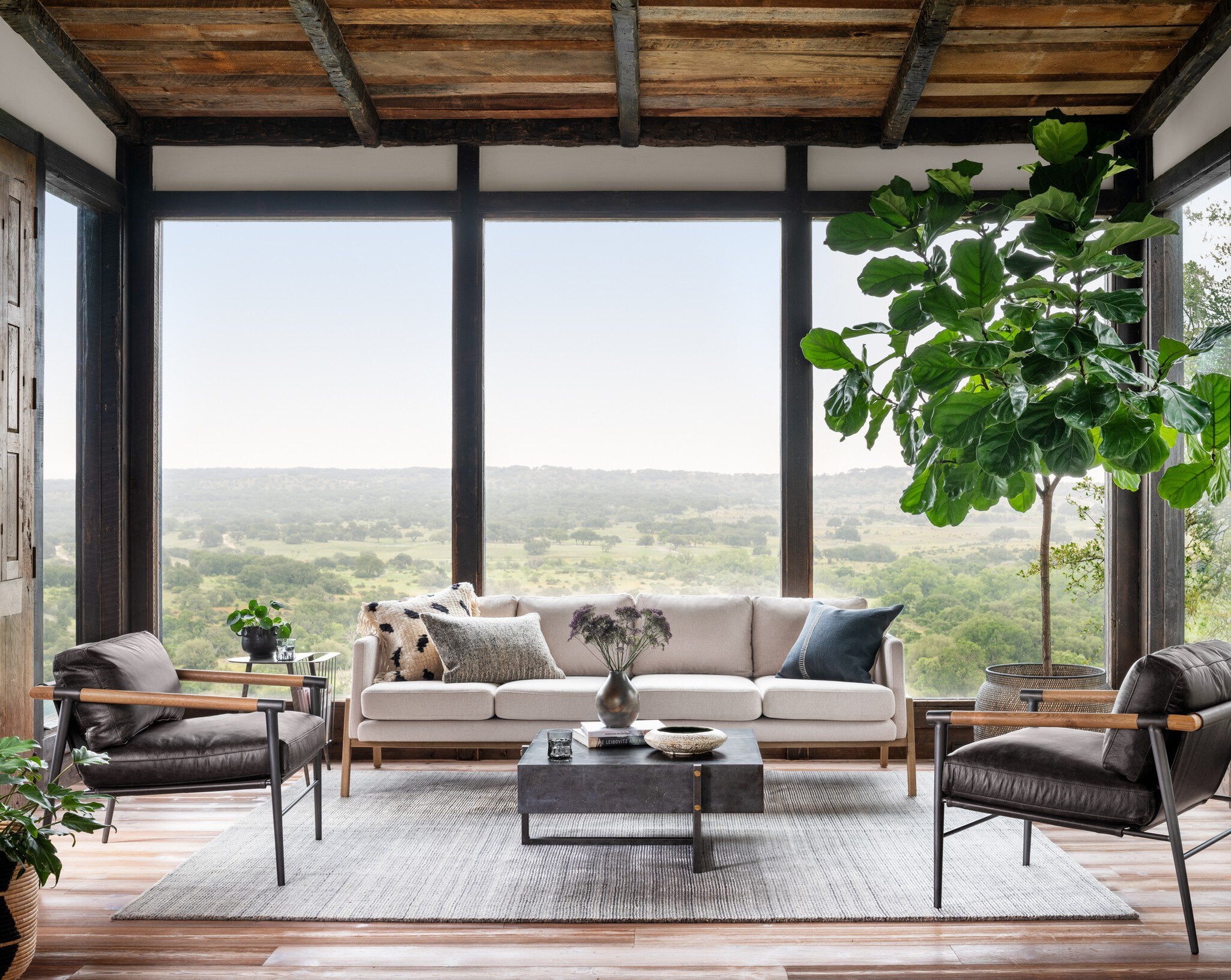 Four Hands Rowen Chair — Sonoma Black-Carbon Black-Toasted Oak
