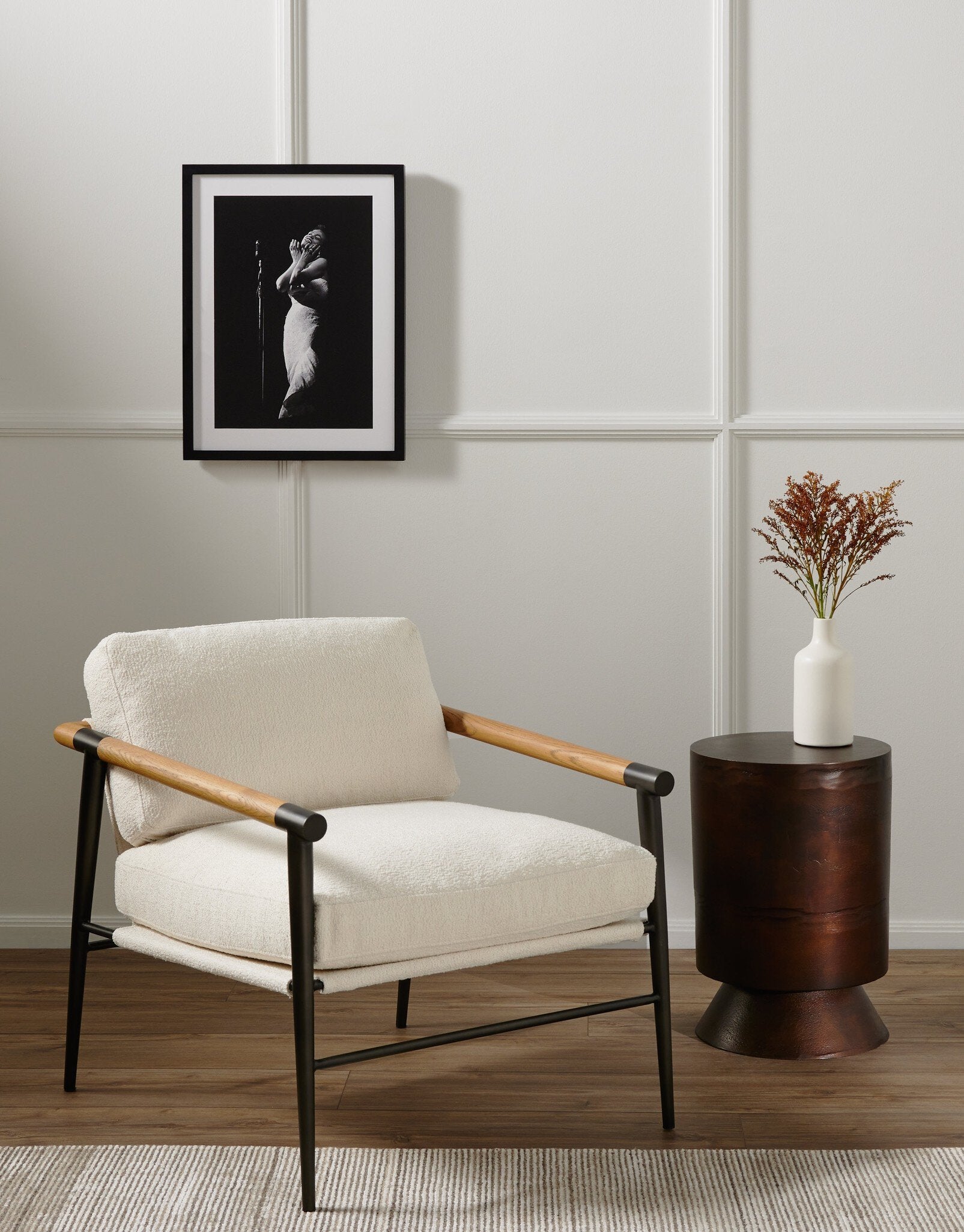 Four Hands Rowen Chair — Fayette Cloud-Carbon Black-Toasted Oak
