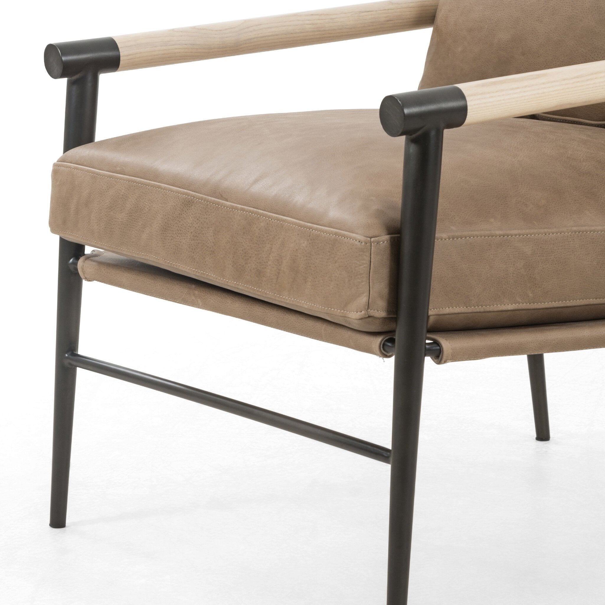 Four Hands Rowen Chair — Palermo Drift-Carbon Black-Natural Whitewash Ash