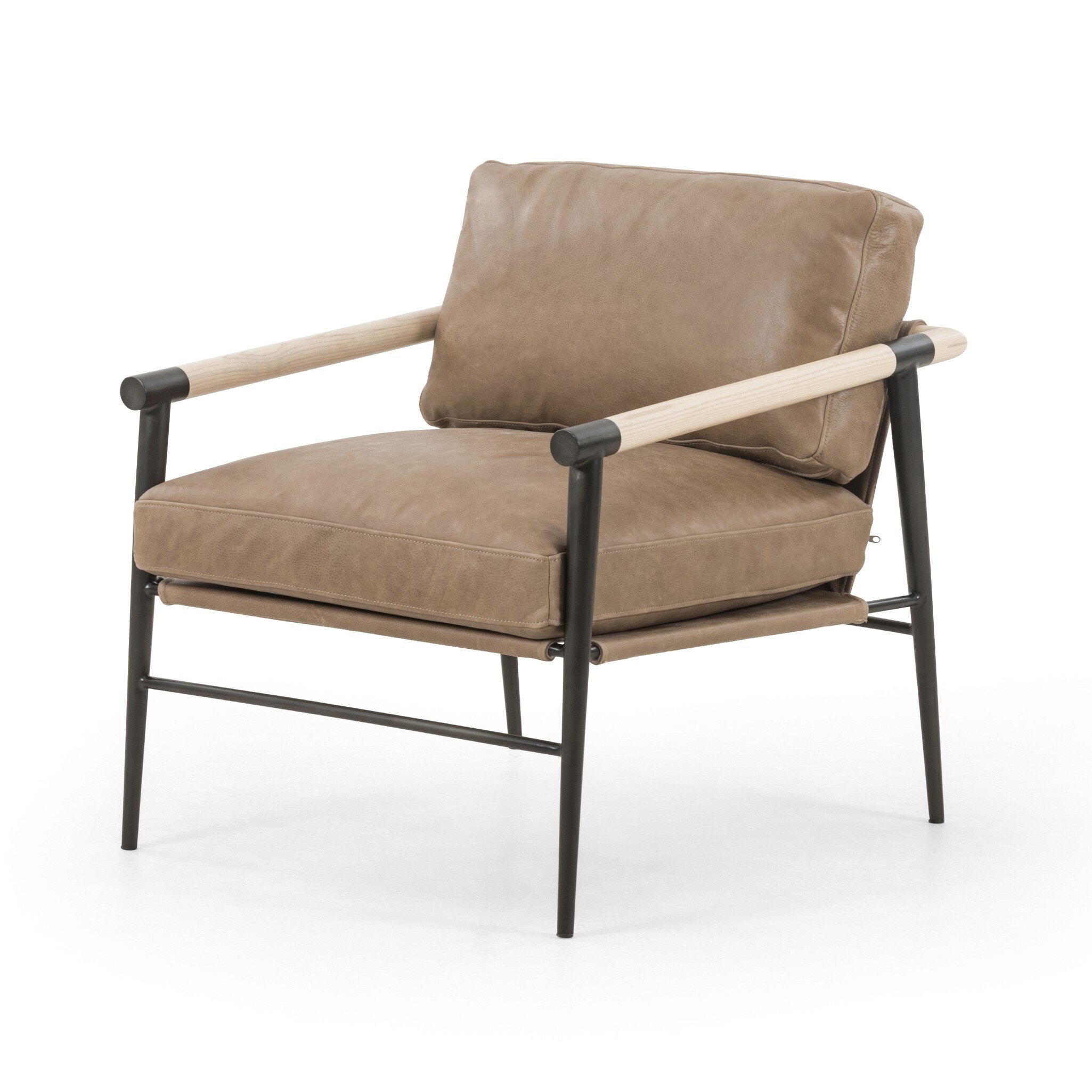 Four Hands Rowen Chair — Palermo Drift-Carbon Black-Natural Whitewash Ash