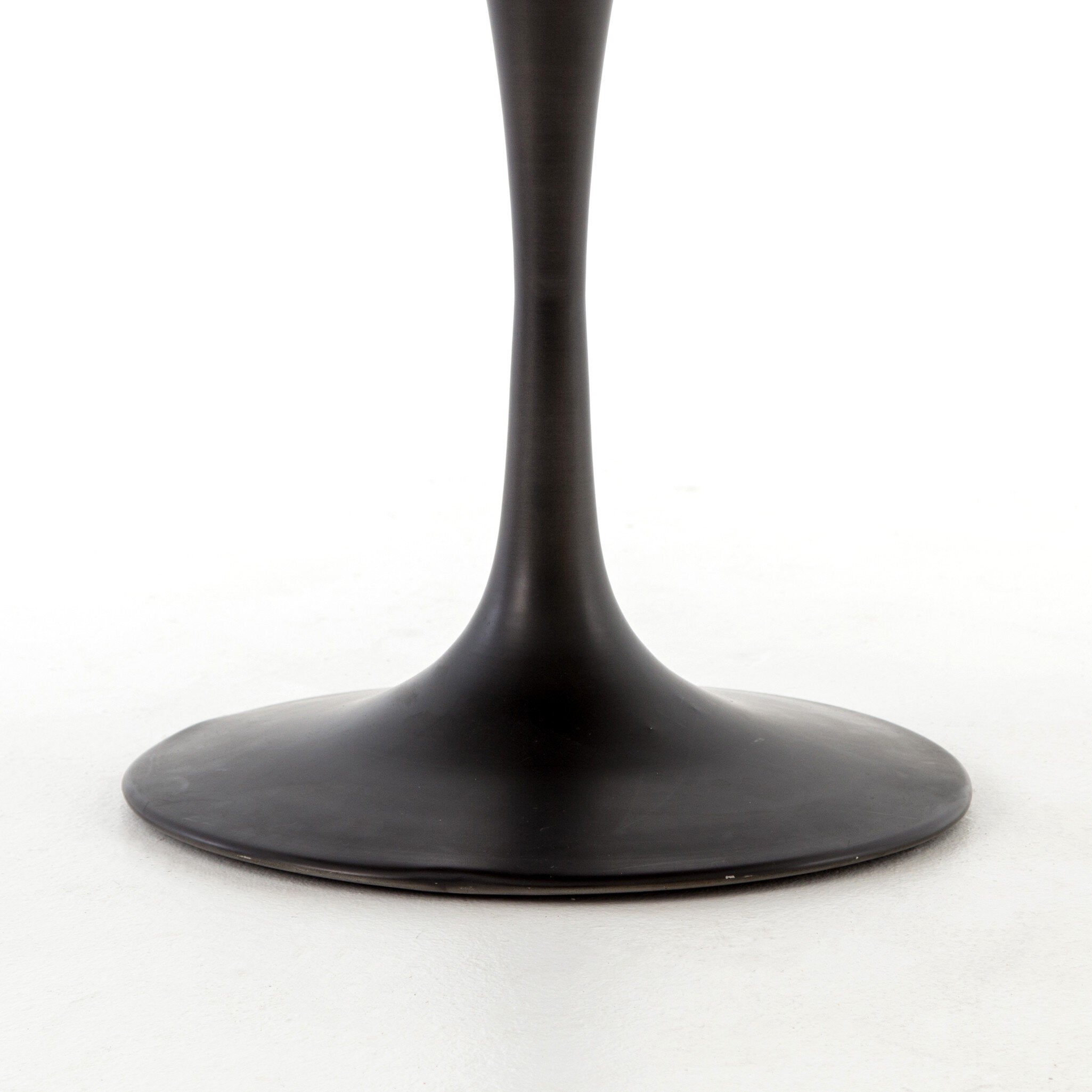 Four Hands Powell Dining Table — Bright Brass Clad-Light Burnt Oak-Dark Rustic Black